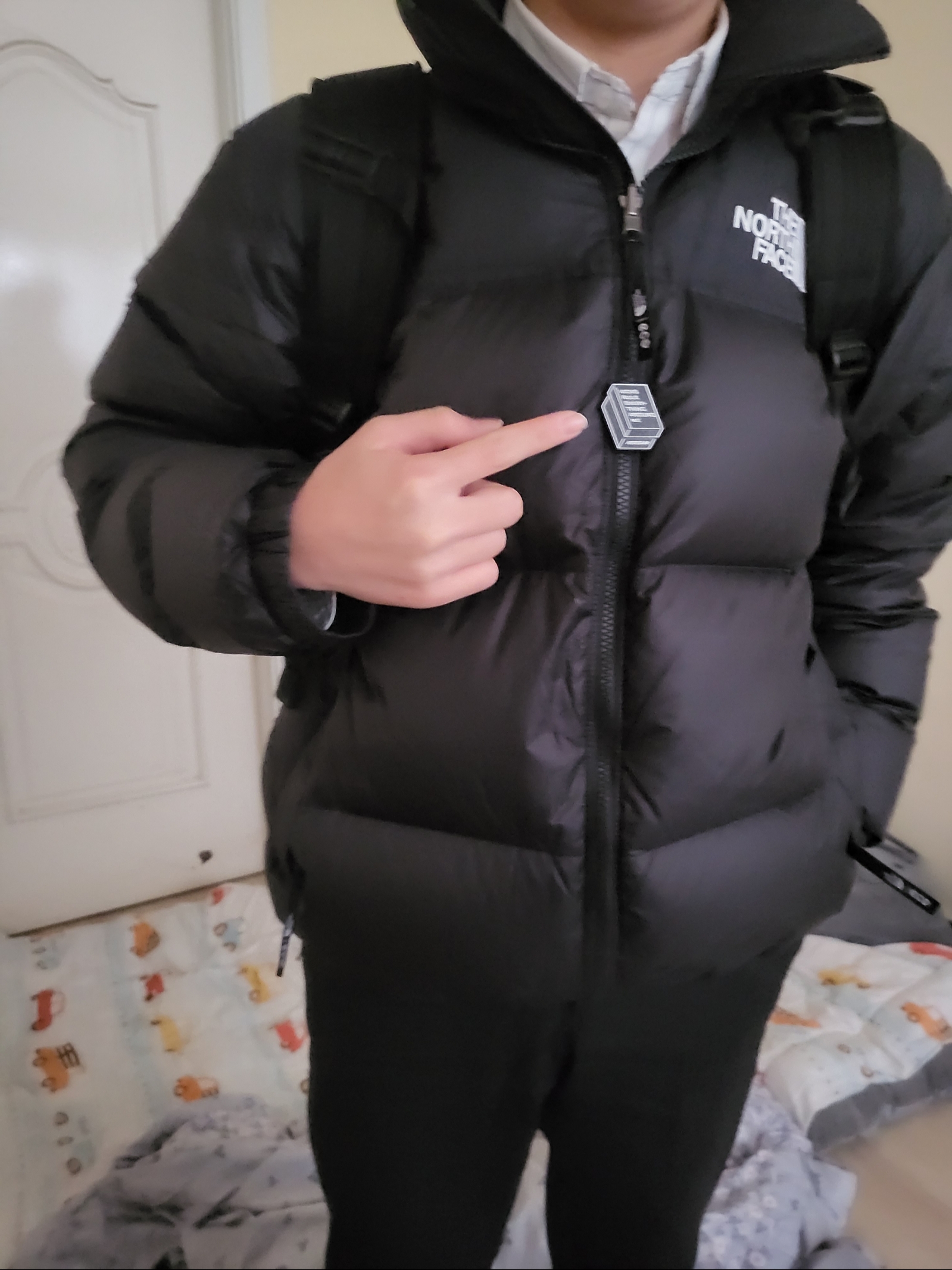 The North Face 1996 Eco Nuptse Jacket Black 착용 스타일