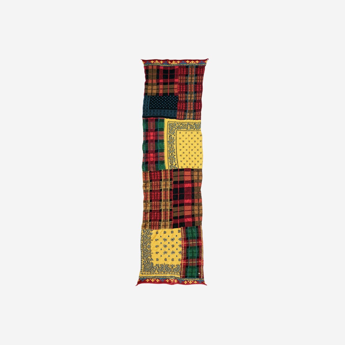 Kapital Full Length Wool Tartan Check Bandana Patchwork Scarf Yellow 상세 이미지 1