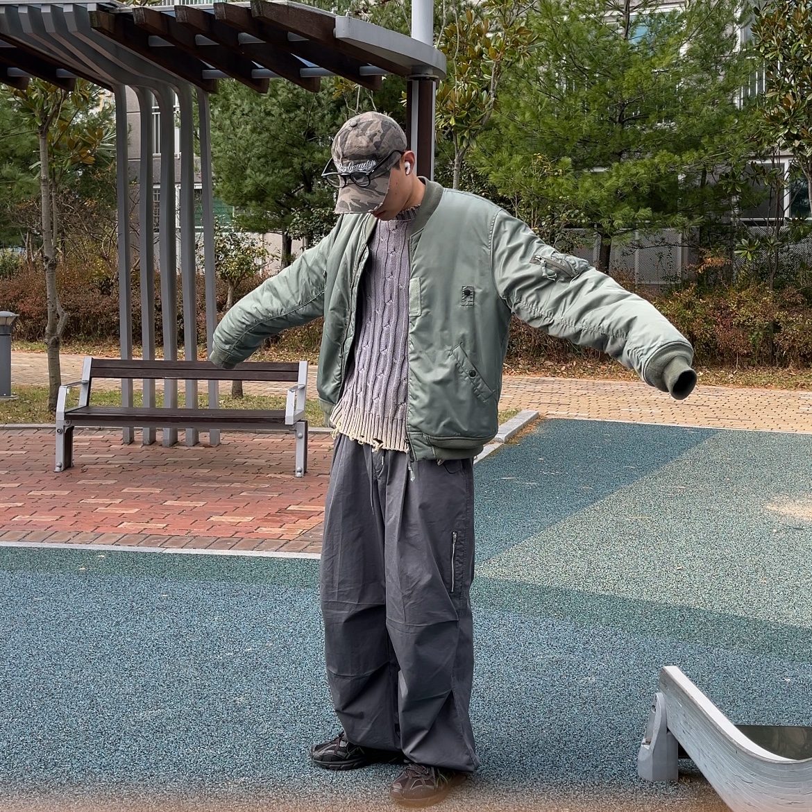 Asics x Andersson Bell Gel-Sonoma 15-50 Black Green 착용 스타일 - 2