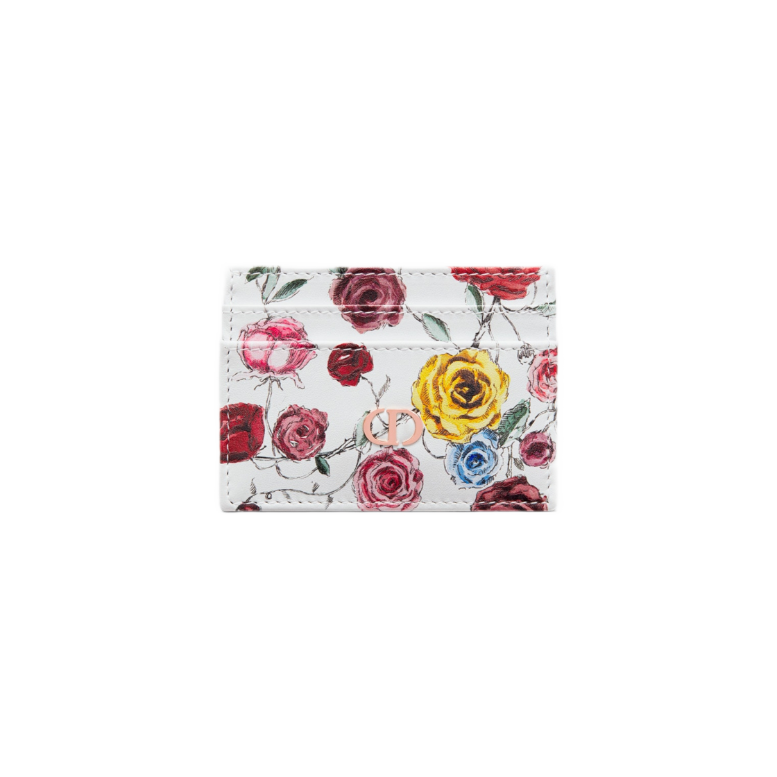 Dior Caro Five-Slot Card Holder White Multicolor Florilegio Printed 상세 이미지 1