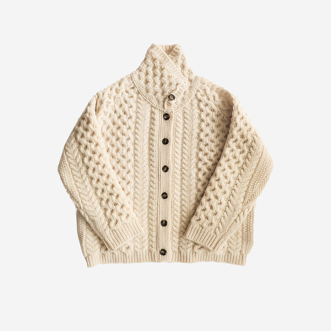 23WTKN003 Saenginstudios Shetland Pure Wool Cardigan Cream