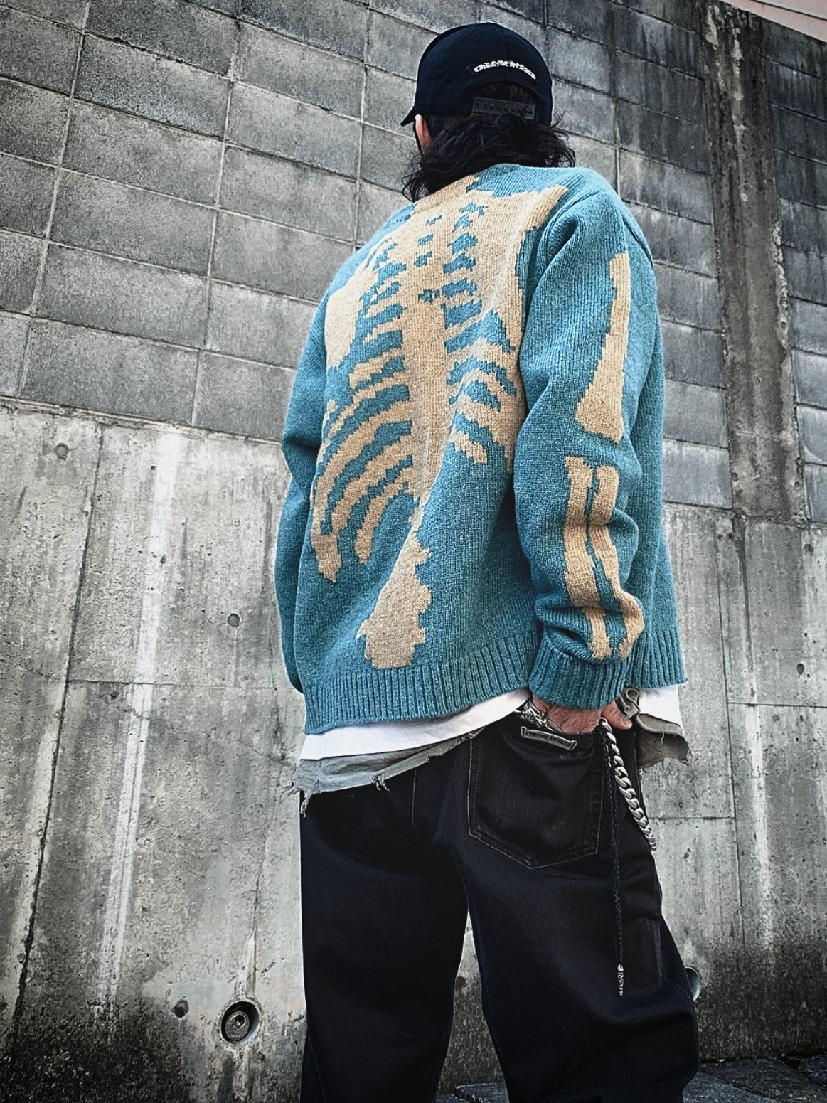 Kapital 5G Wool Bone Short Cardigan Saxophone 착용 스타일