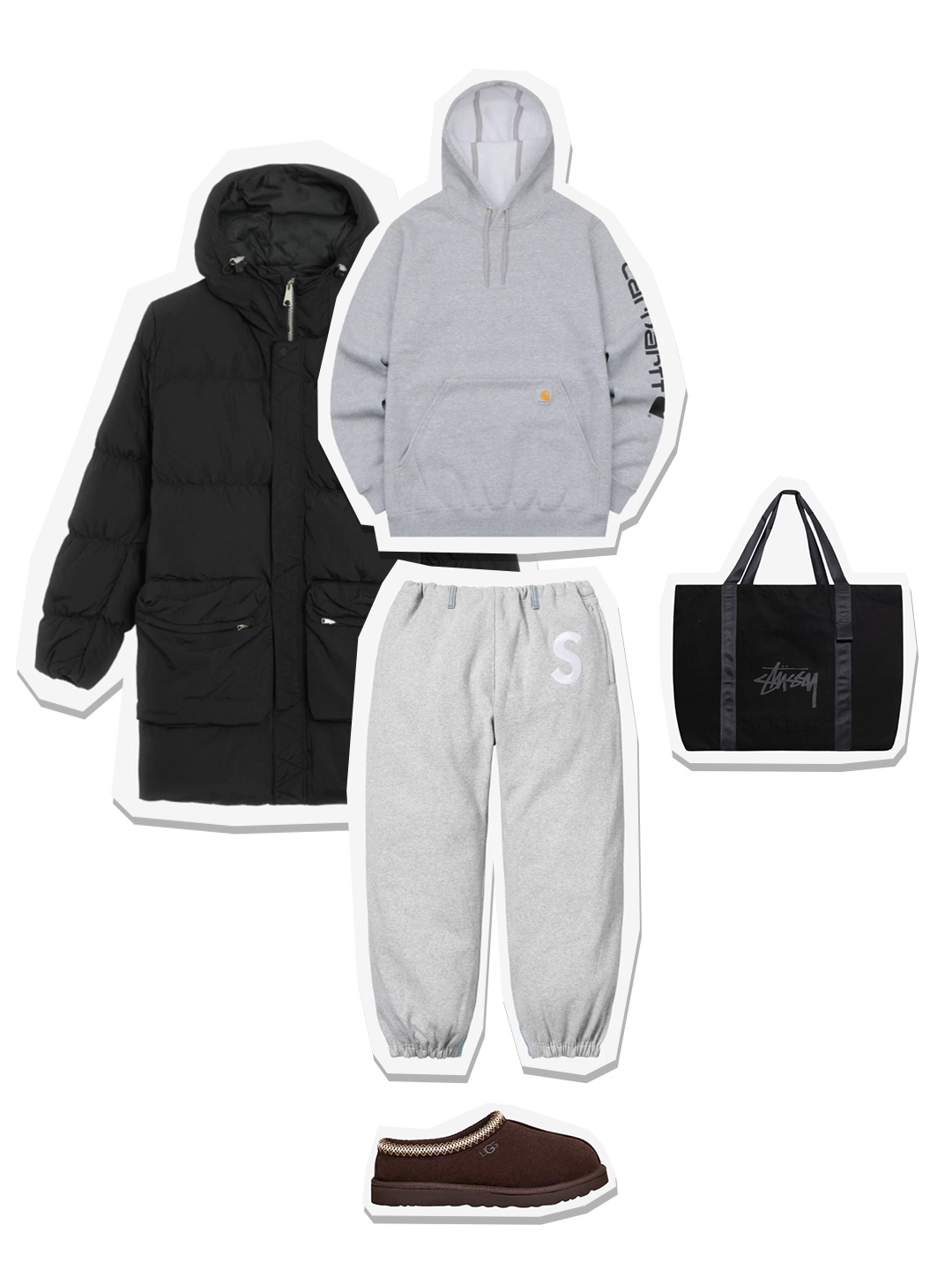 Jordan Essential Statement Parka Black - Asia, Carhartt Loose Fit Midweight Regular Logo Sleeve Graphic Hoodie Heather Grey Black 착용 스타일
