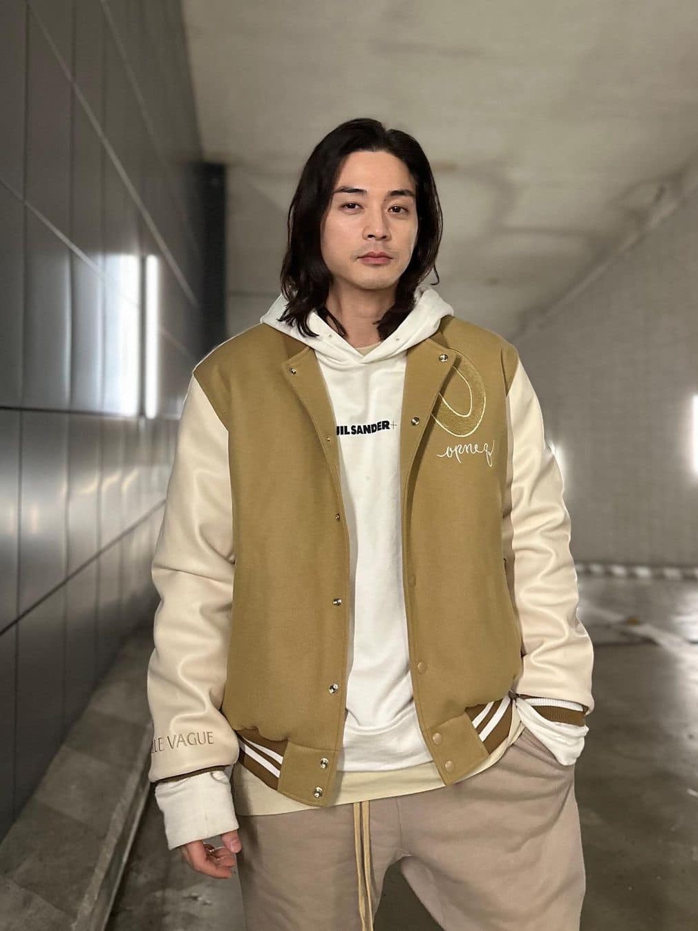 Moncler x Fragment Celsia Down Bomber Jacket Black White - 23FW, Thisisneverthat x New Era x MLB New York Yankees Varsity Jacket Dark Green 착용 스타일 - 8