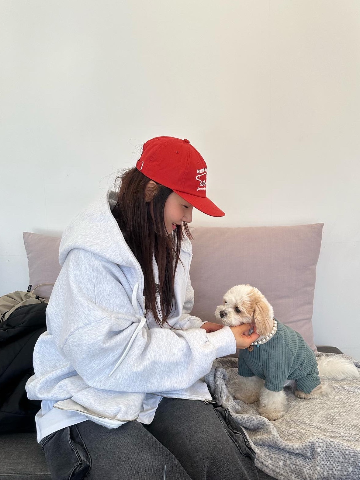 Human Made 5 Panel Cap #2 Red 착용 스타일 - 1