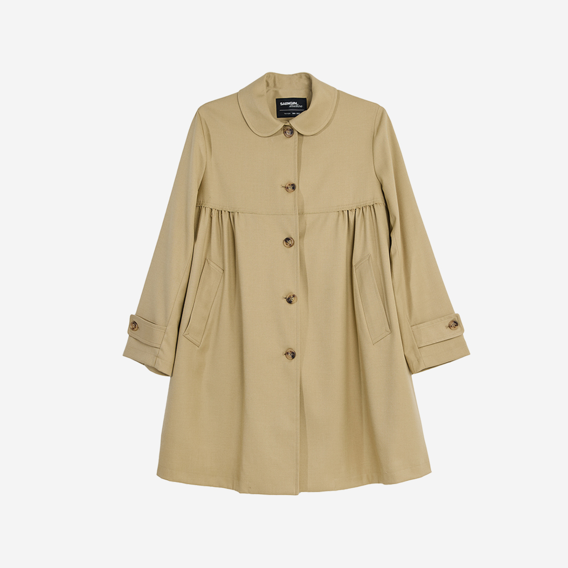 23FWCT001 Saenginstudios Shirring Half Trench Coat Beige