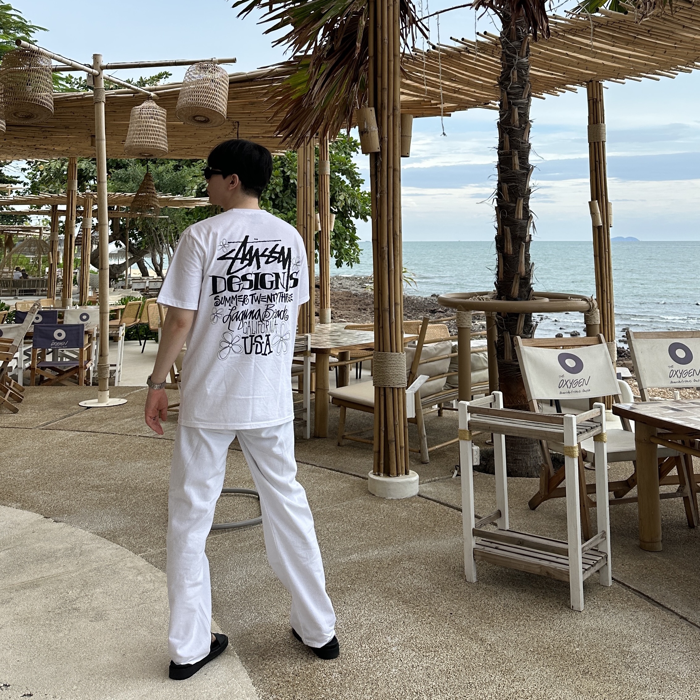 Stussy Summer LB T-Shirt White 착용 스타일 - 2