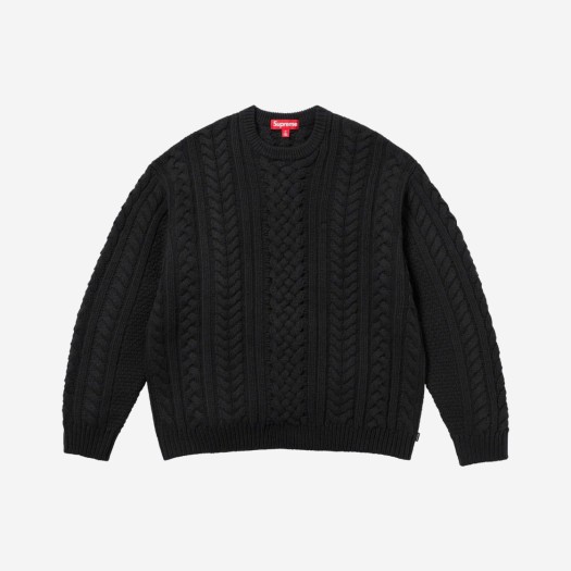 슈프림 아플리케 케이블 니트 스웨터 블랙 - 23FW