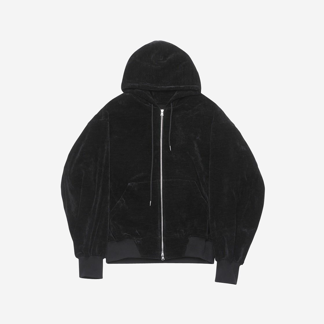 ST311 Haleine Velour Zipup Hoodie Black - 대표 이미지 #1