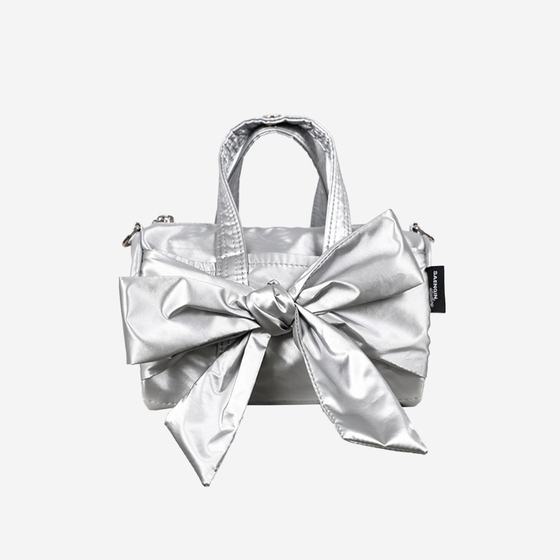 23SSBG003 Saenginstudios Mini Ribbon Chain Bag Silver