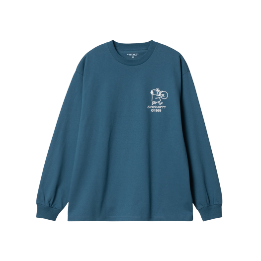 칼하트 WIP 딜리셔스 프리퀀시 롱슬리브 티셔츠 프루시안 블루
