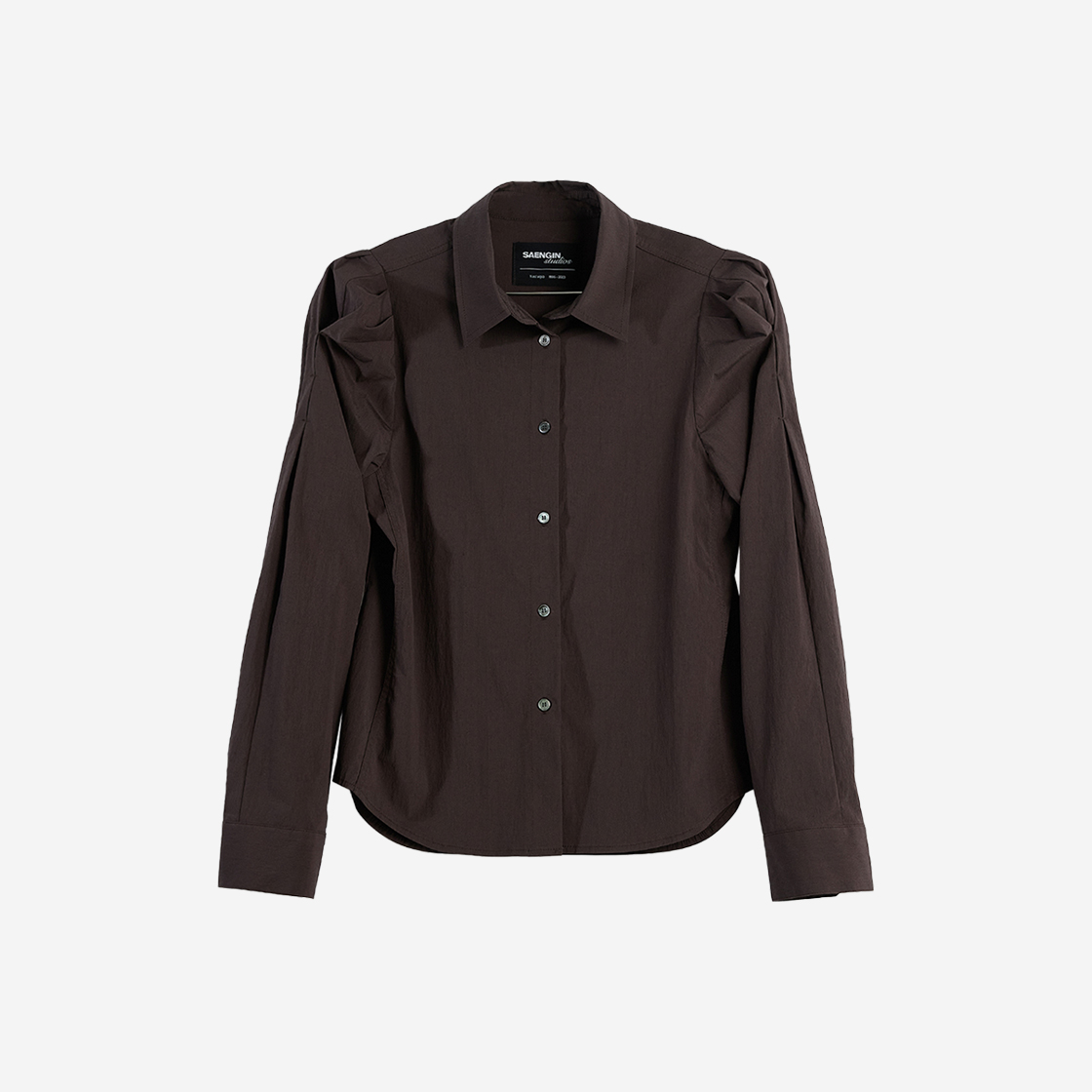 23FWTP002 Saenginstudios Puff Detail Shirt Dark Brown