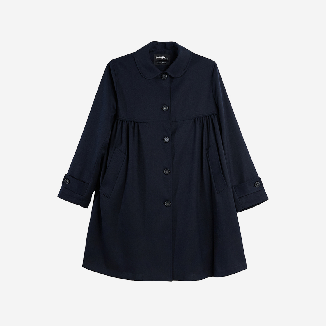 23FWCT002 Saenginstudios Shirring Half Trench Coat Navy