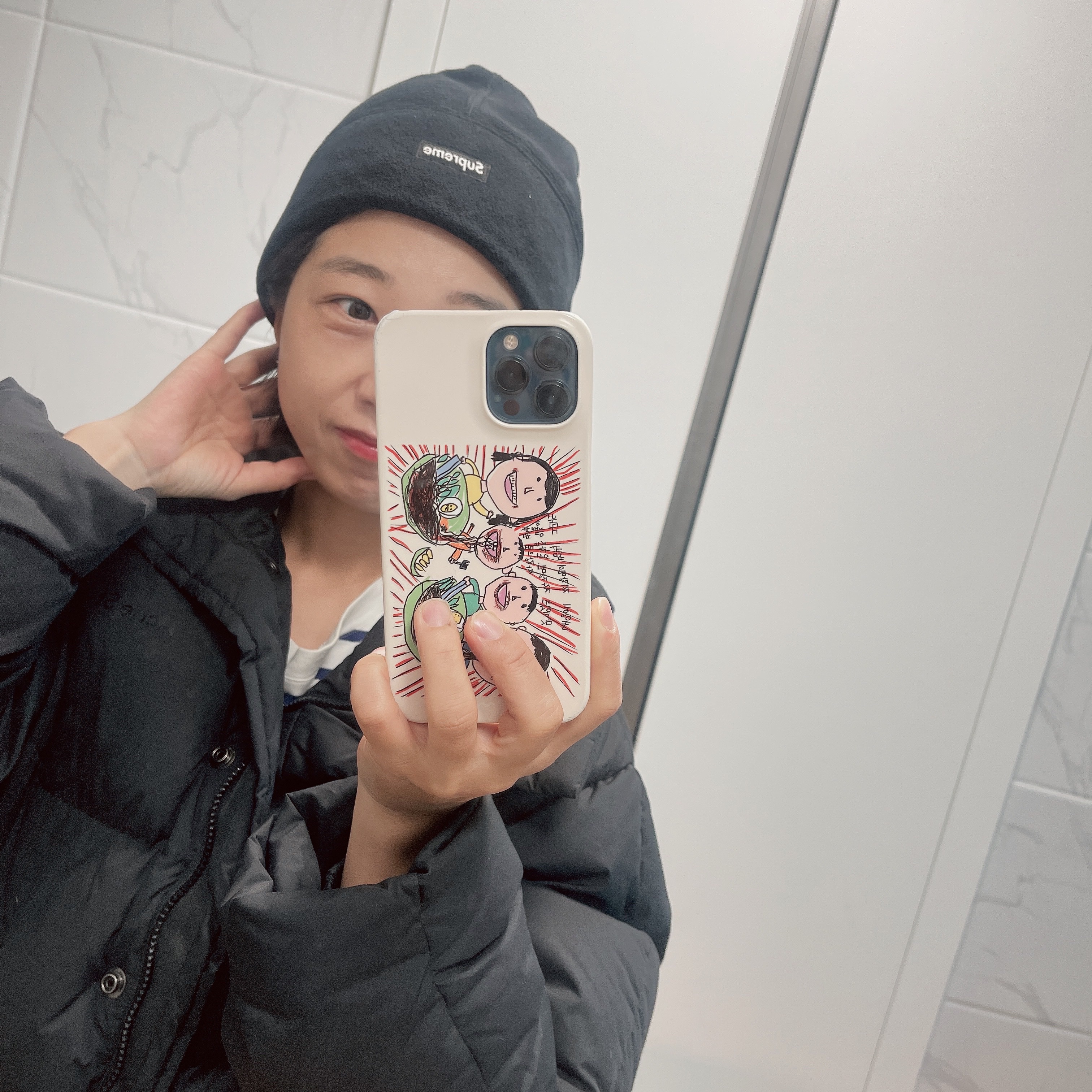 Supreme Polartec Beanie Black - 23FW 착용 스타일
