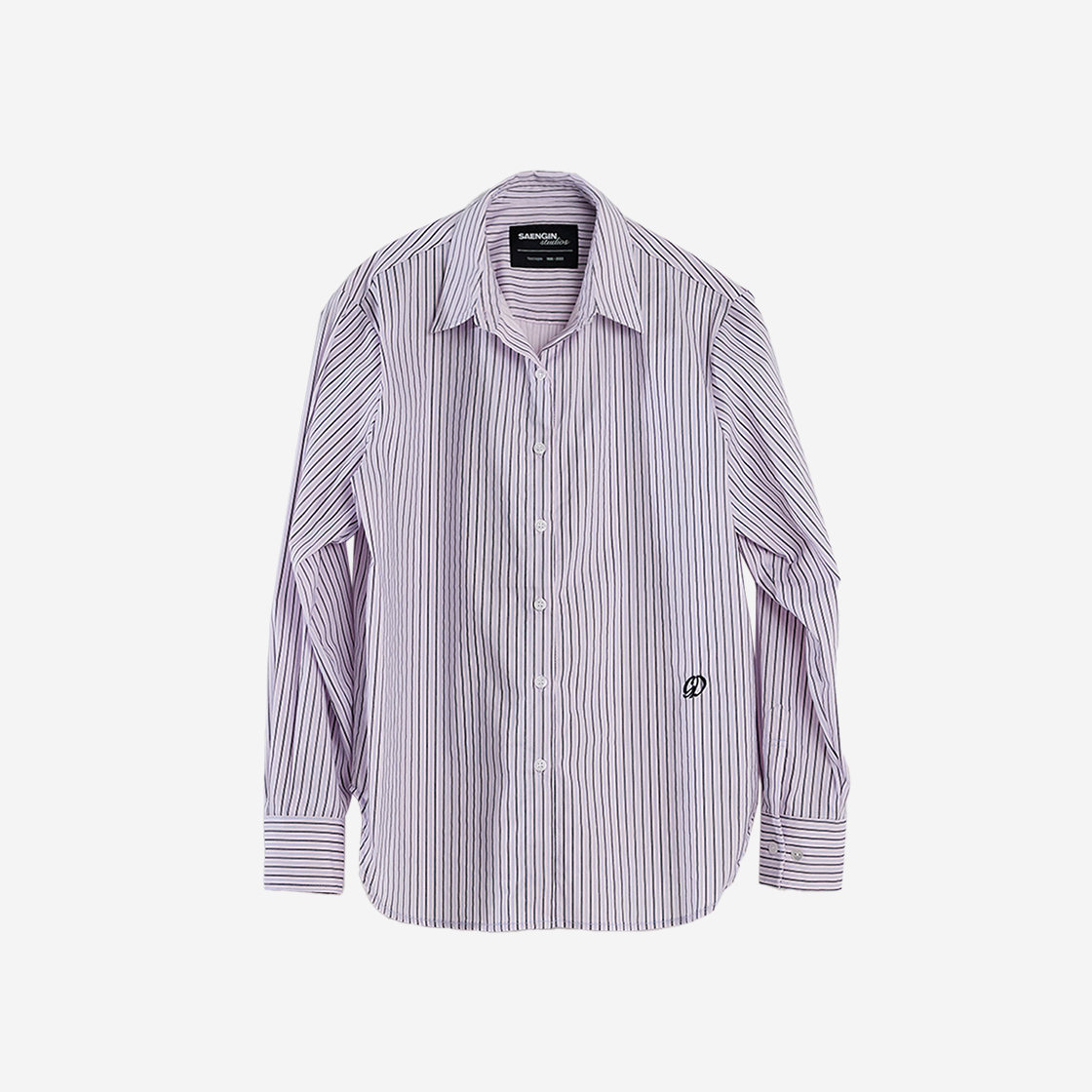 23FWTP004 Saenginstudios Silky Stripe Shirt Light Pink