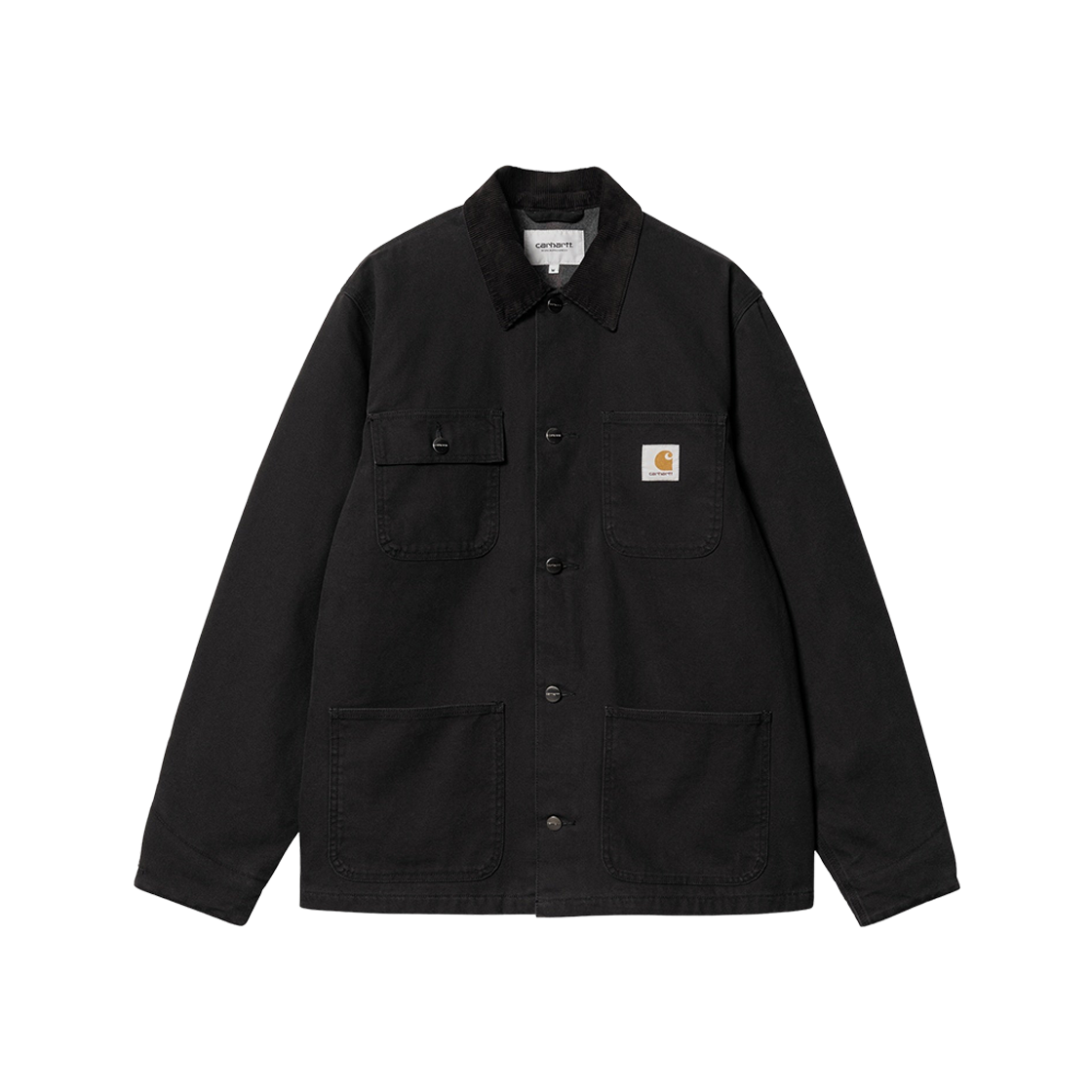 Carhartt WIP Dearborn Canvas (lined) Michigan Chore Coat Black Heavy Stone Wash - Winter 상세 이미지 1