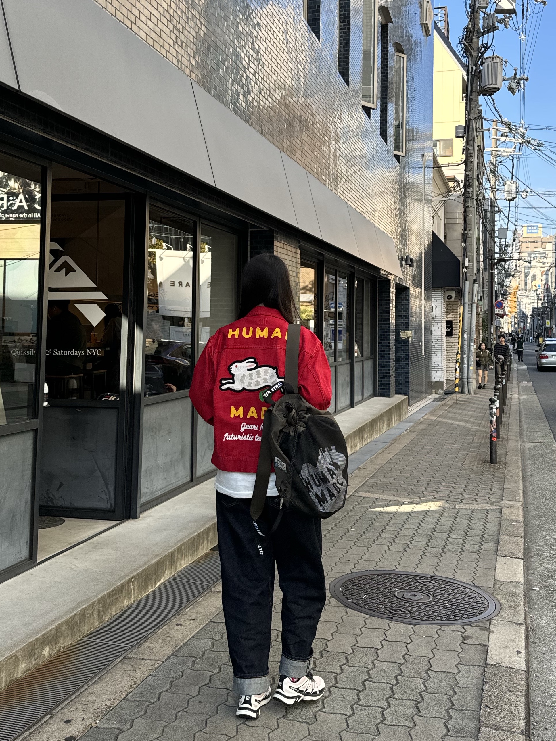 Salomon XT-Wings 2 Cradle Pink, Human Made Drawstring Backpack Olive Drab 착용 스타일