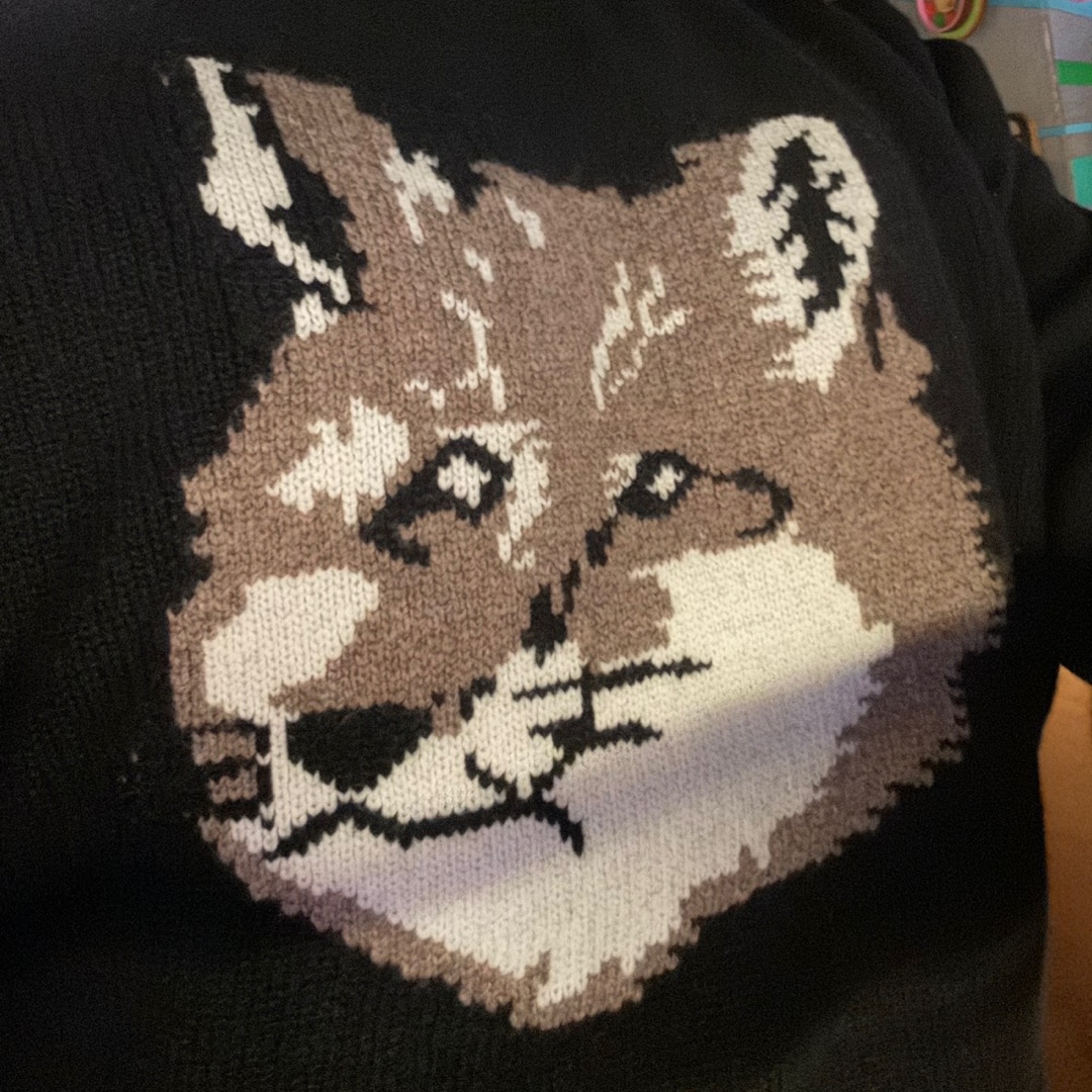 Maison Kitsune Big Fox Head Pullover Knit Black 착용 스타일