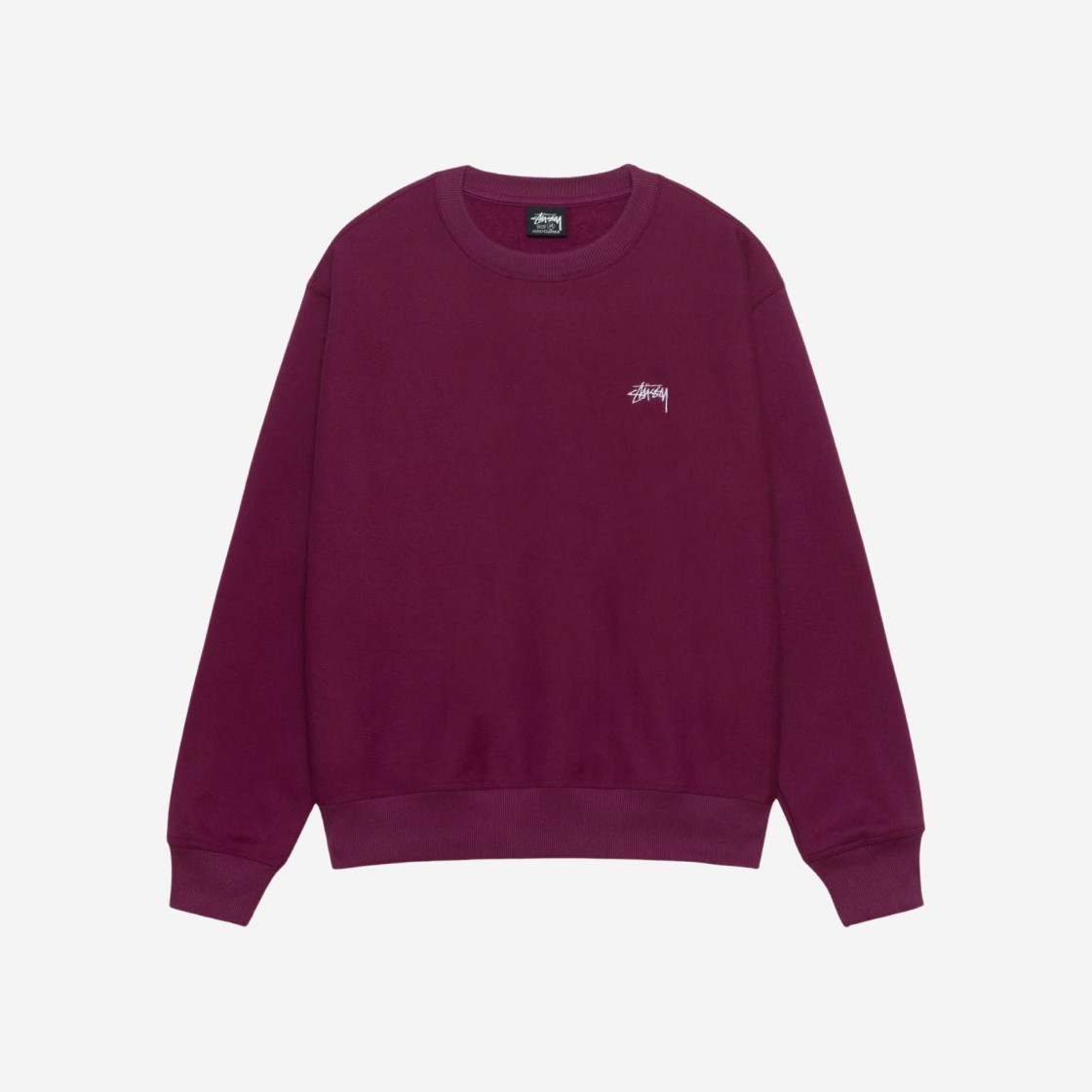 Stussy Stock Logo Crew Burgundy 상세 이미지 1