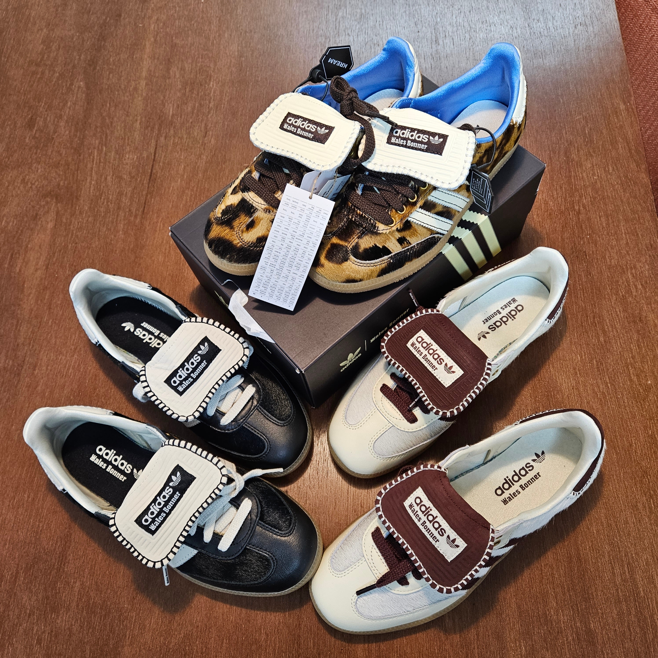 Adidas x Wales Bonner Pony Tonal Samba Core Black Cream White, Adidas x Wales Bonner Pony Leo Samba Dark Brown Cream White 착용 스타일 - 2