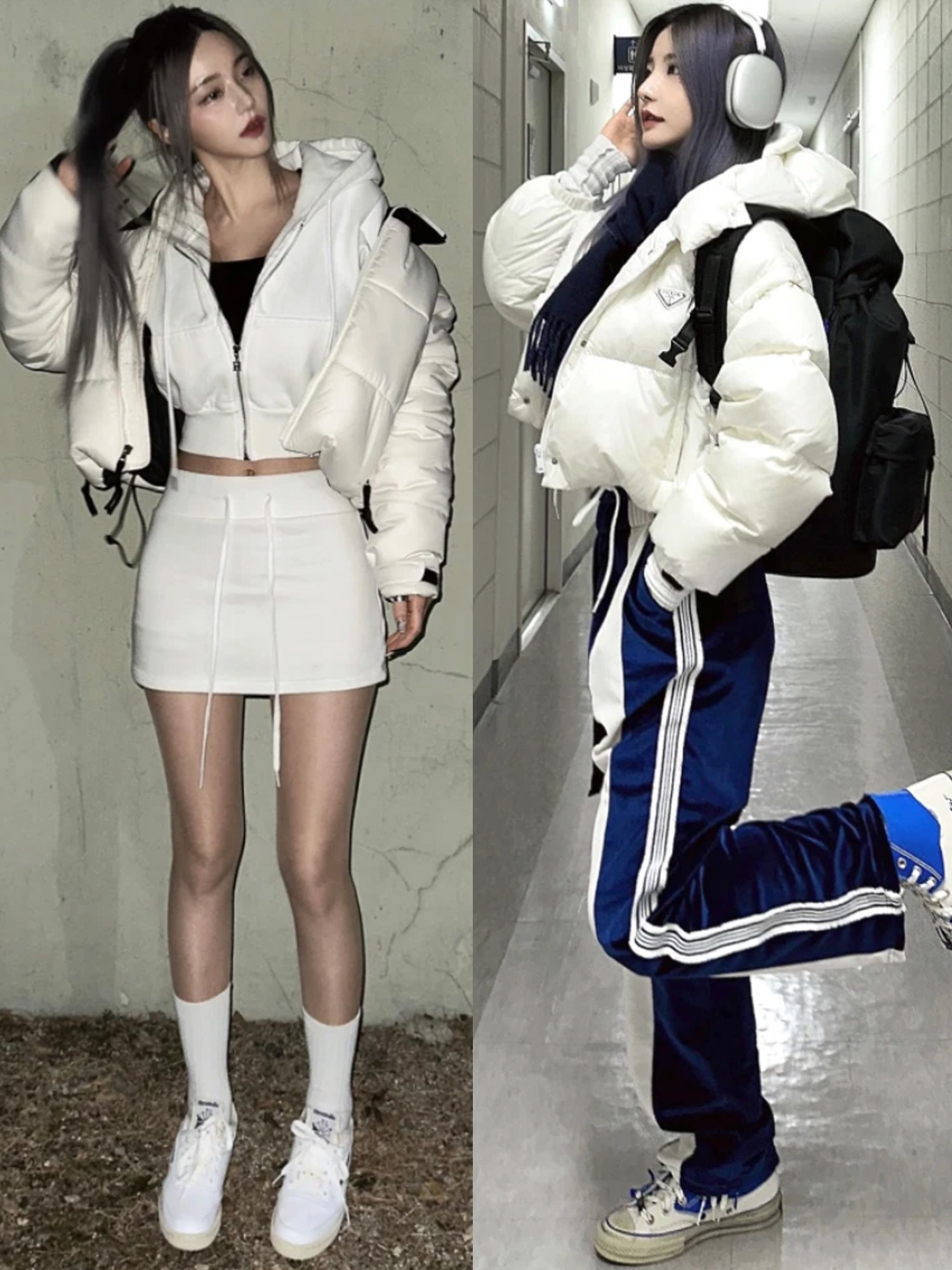(W) UGG Coquette Slipper Grey, Reebok Club C 85 Vintage Retro White 착용 스타일 - 2