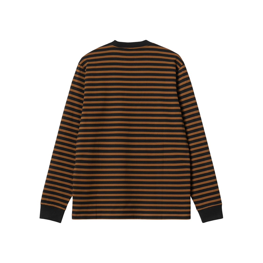 Carhartt WIP Seidler Stripe Long Sleeve Pocket T-Shirt Deep Hamilton Brown Black 상세 이미지 2