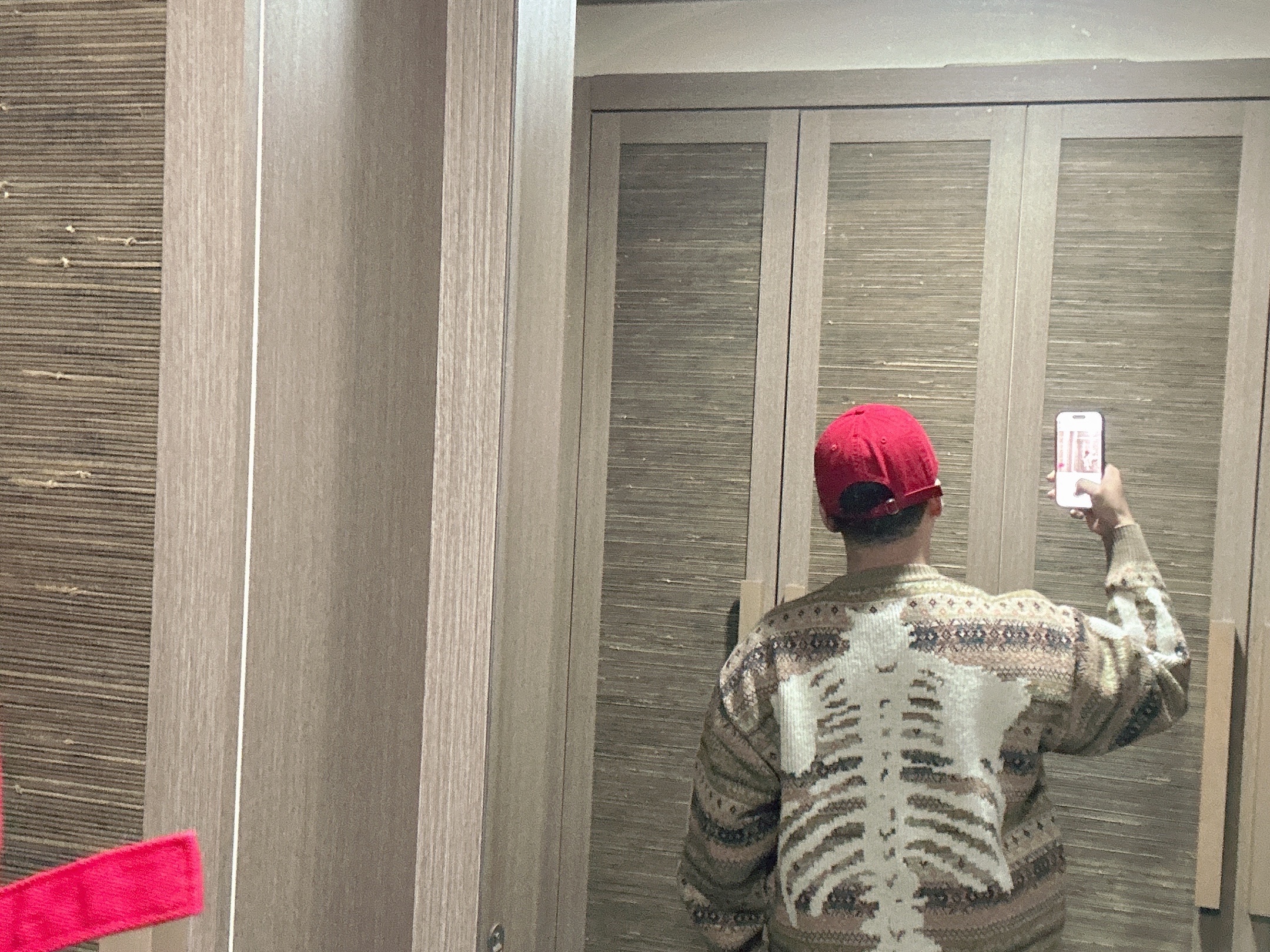 Kapital 7G Wool Fair Isle Bone Crew Sweater Orange 착용 스타일 - 1