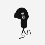 Saenginstudios Earflap Knit Patch Hat Black
