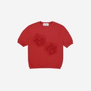 Saenginstudios Flower Lace Hlaf Knit Red