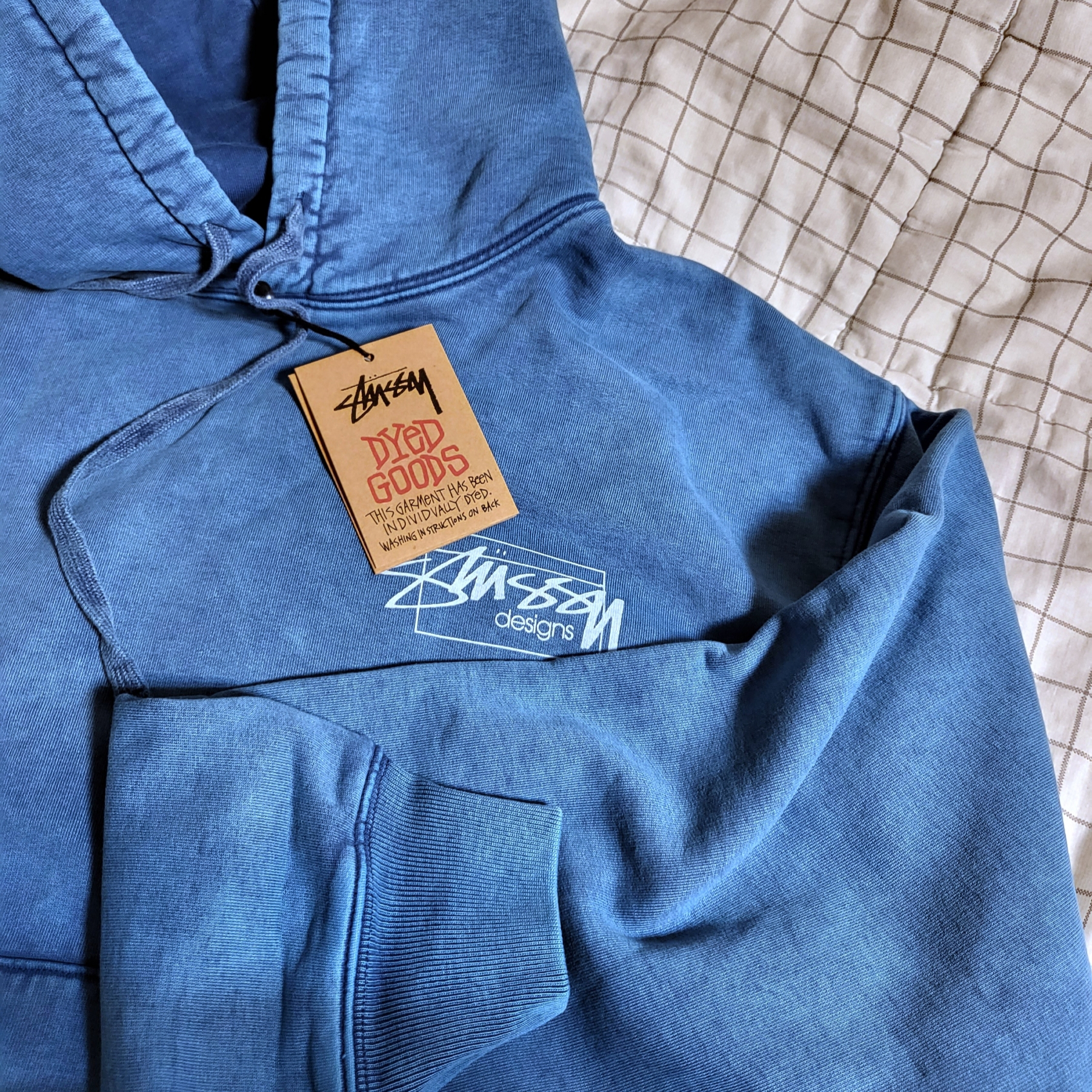 Stussy Dyed Stussy Designs Hoodie Blue 착용 스타일