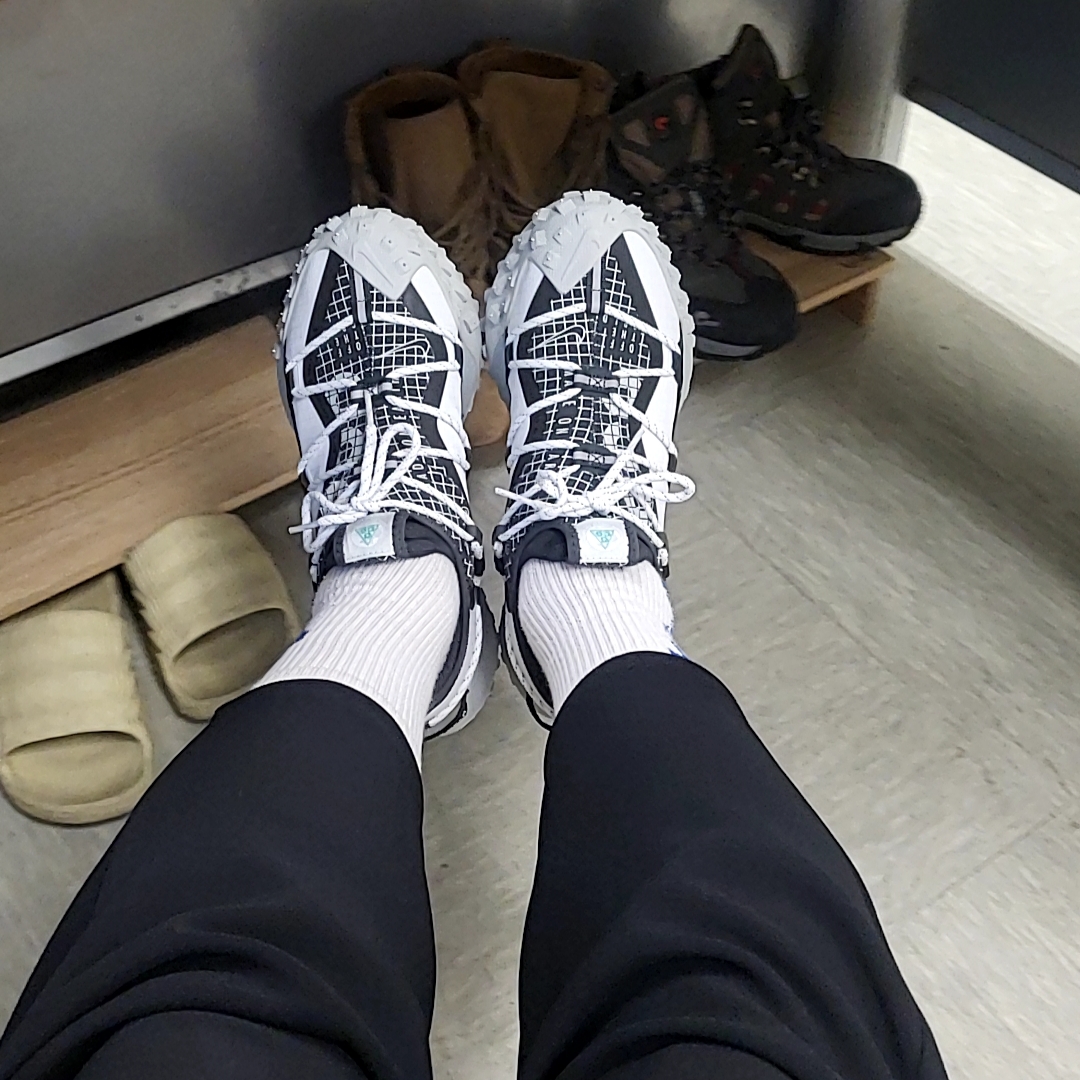 Nike ACG Mountain Fly Low SE White and Black 착용 스타일