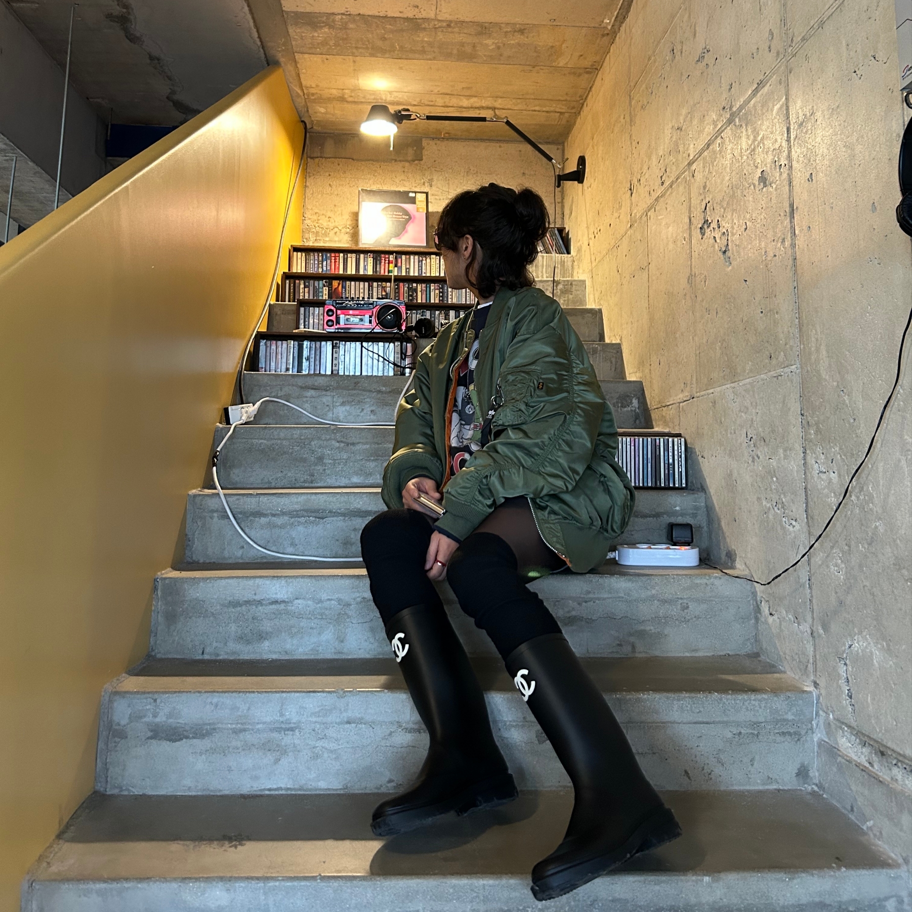 (W) Chanel Boots Caoutchouc & Black 착용 스타일