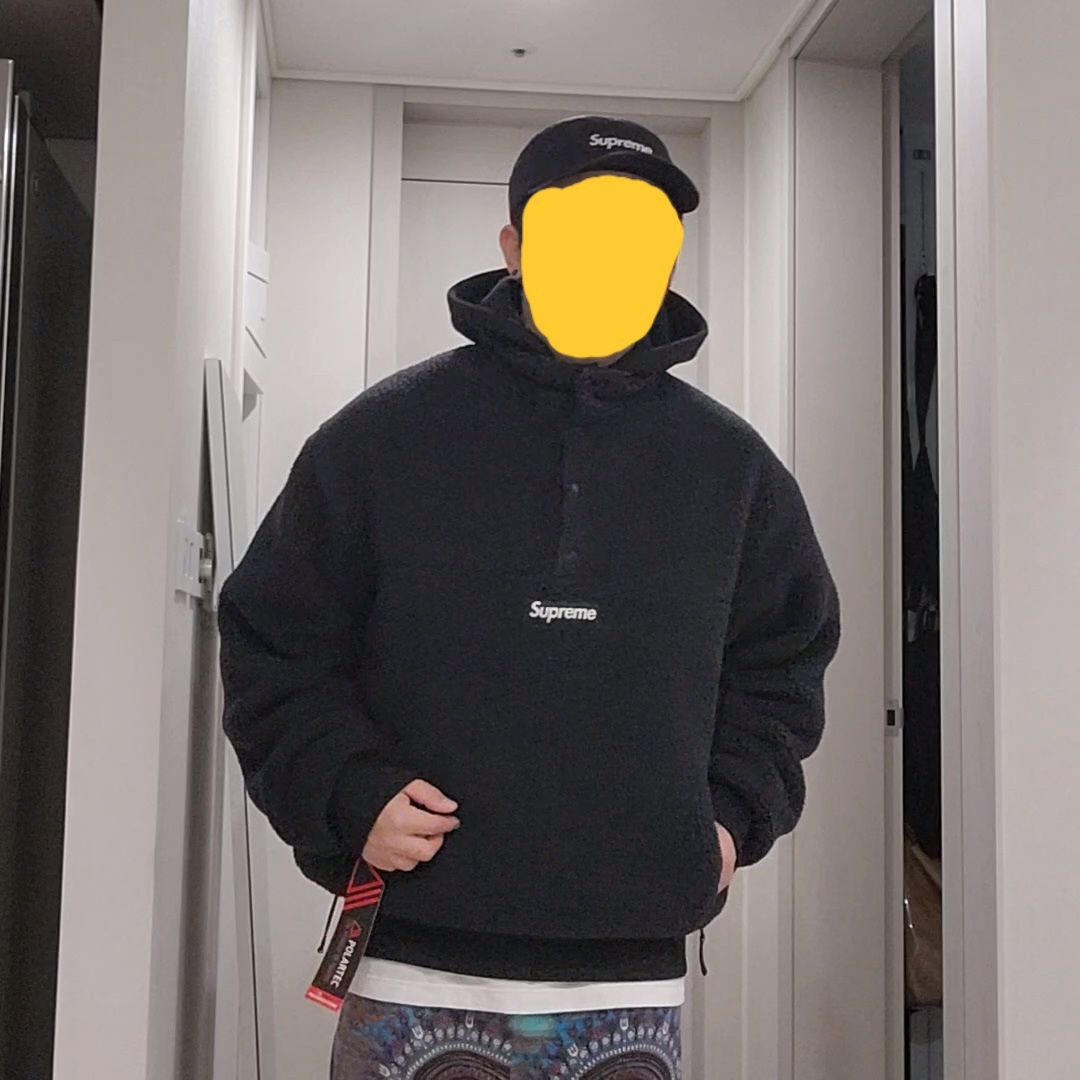 Supreme Polartec Shearling Reversible Pullover Black - 23FW 착용 스타일 - 2