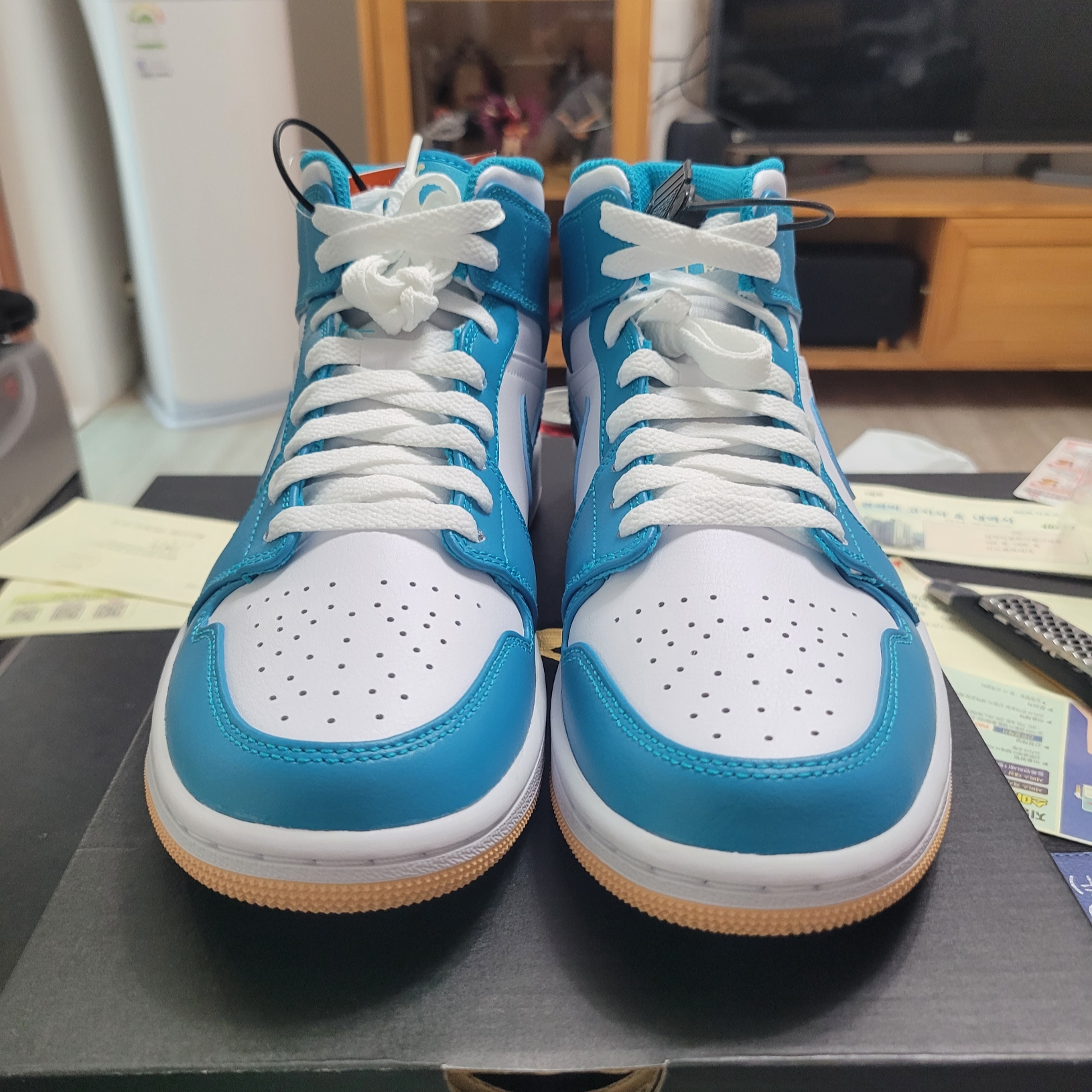Jordan 1 Mid Aquatone 착용 스타일 - 2