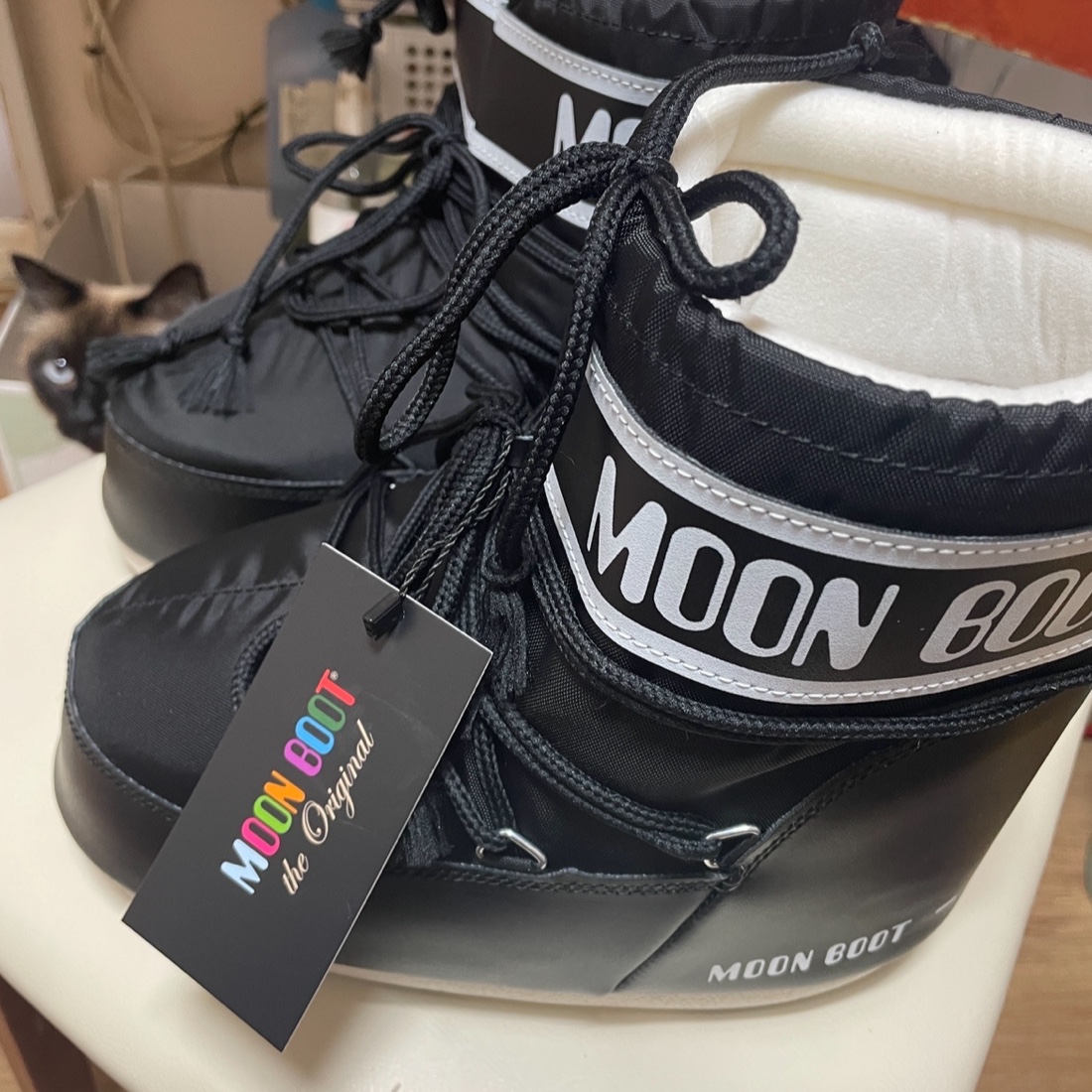 (W) Moon Boot Icon Low Nylon Boots Black 착용 스타일