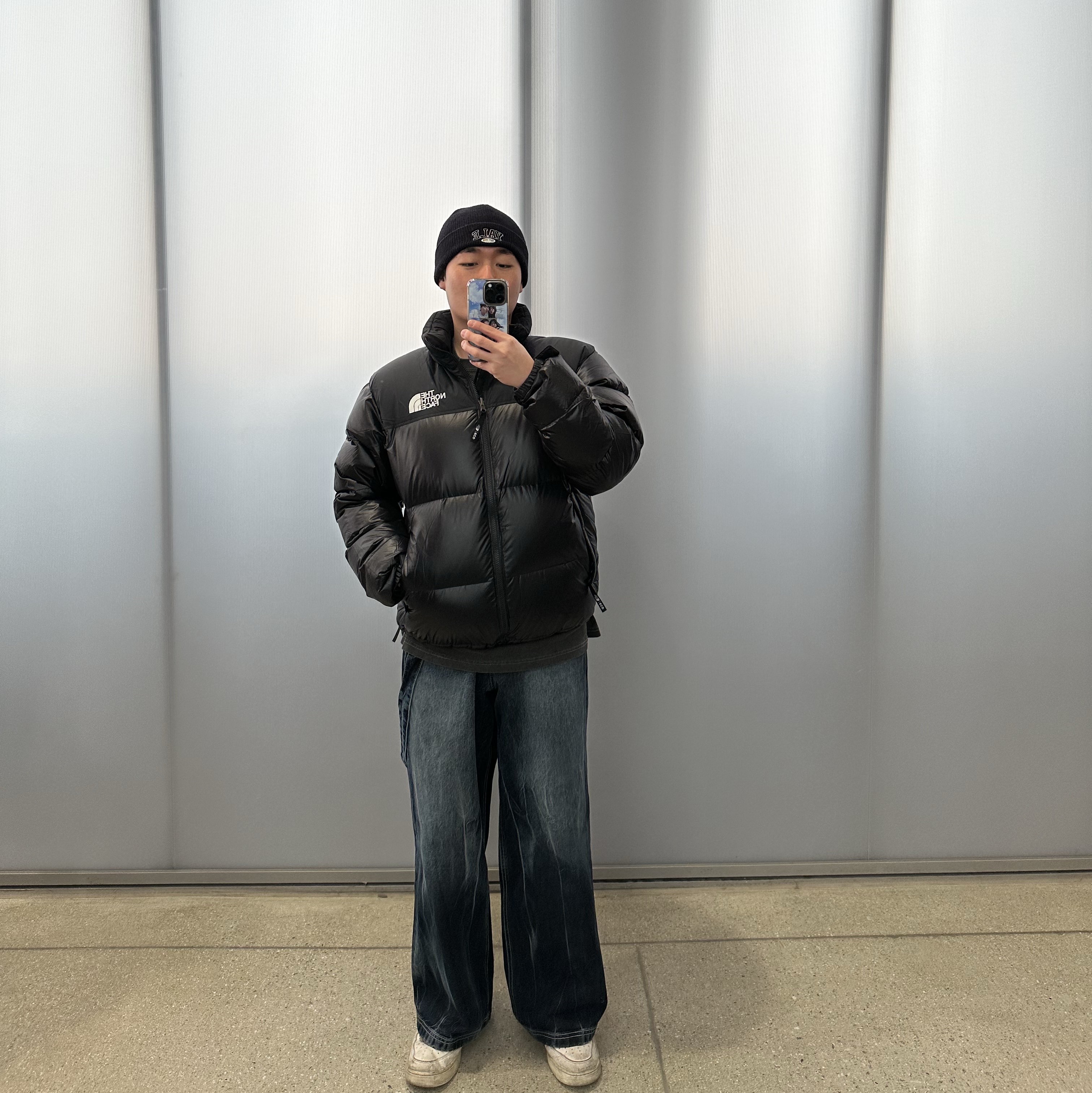 The North Face 1996 Eco Nuptse Jacket Real Black 착용 스타일