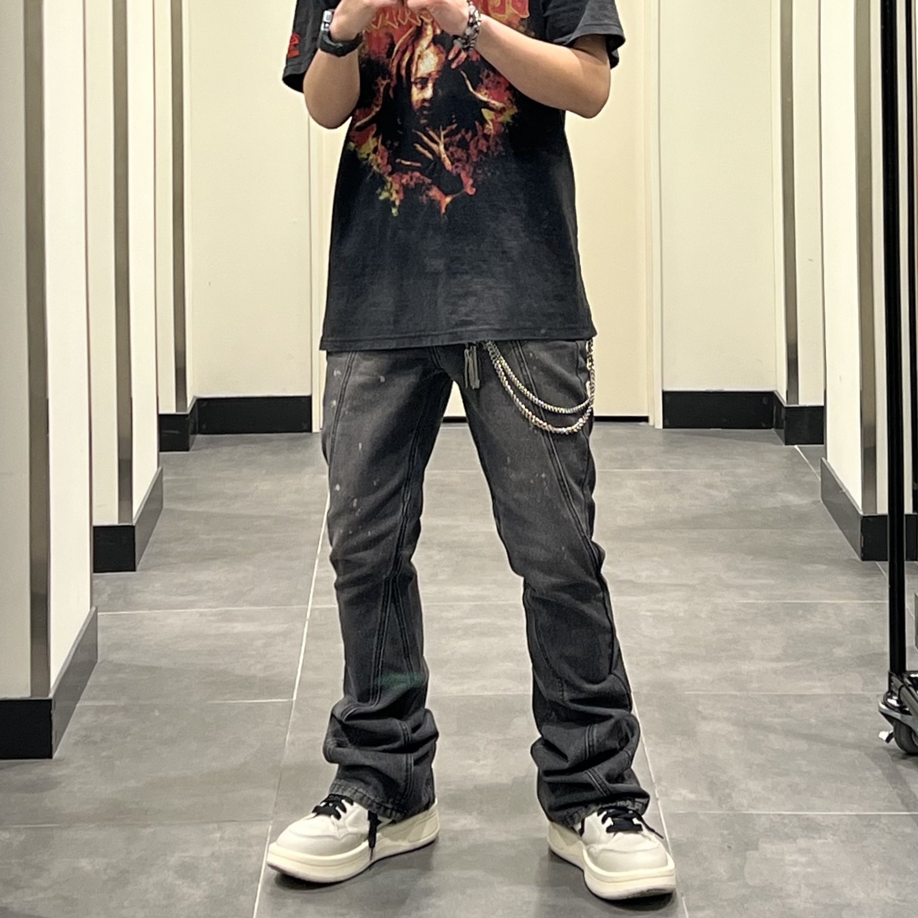 Converse x Drkshdw Turbowpn Pelican, Undermycar Death Eaters Vintage Washed T-Shirt Fiesta - 23FW 착용 스타일