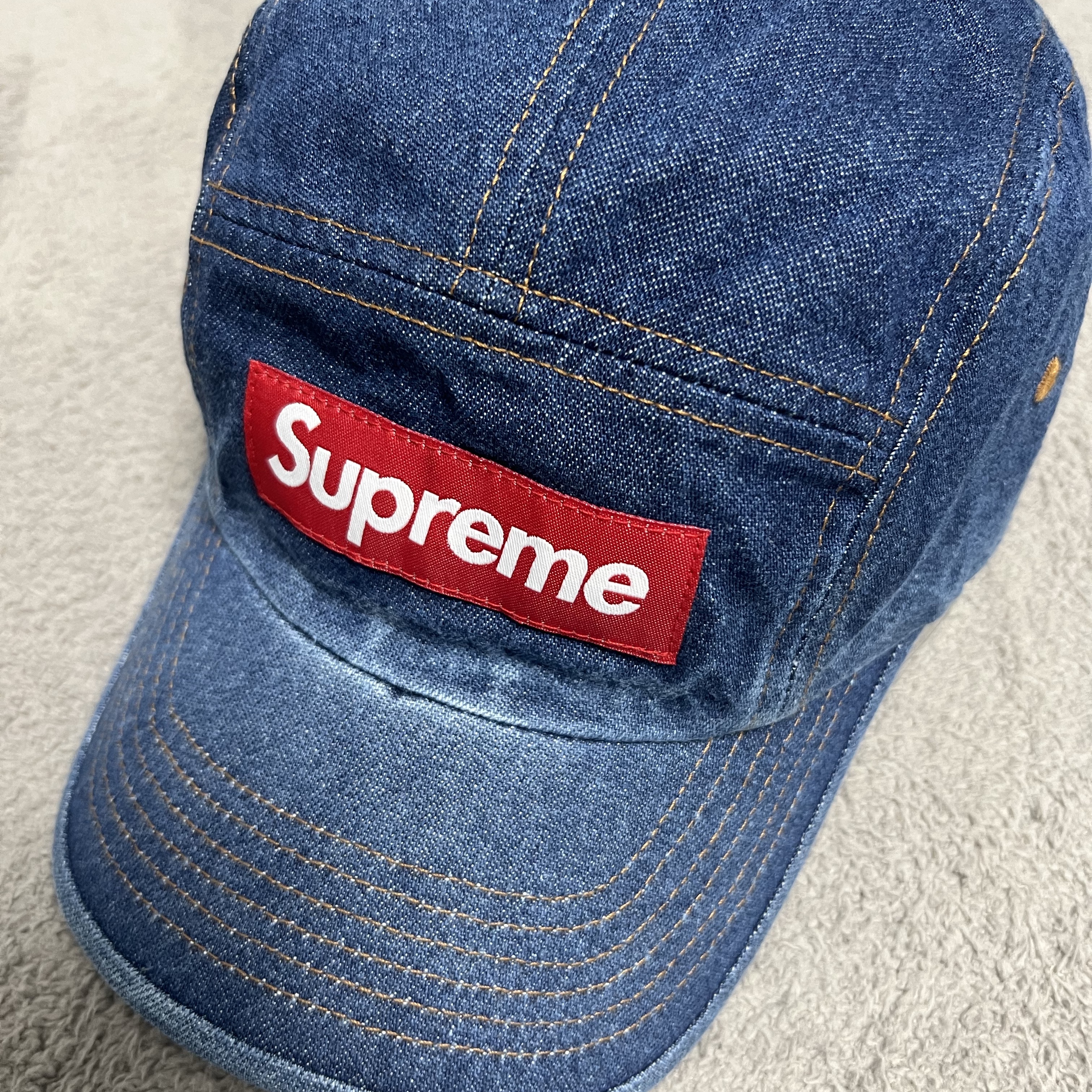 Supreme Washed Chino Twill Camp Cap Denim - 22FW 착용 스타일