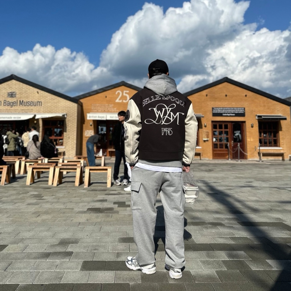 Wooyoungmi Varsity Jacket Grey - 22FW, (W) Asics Gel-1130 Cream Pure Silver 착용 스타일