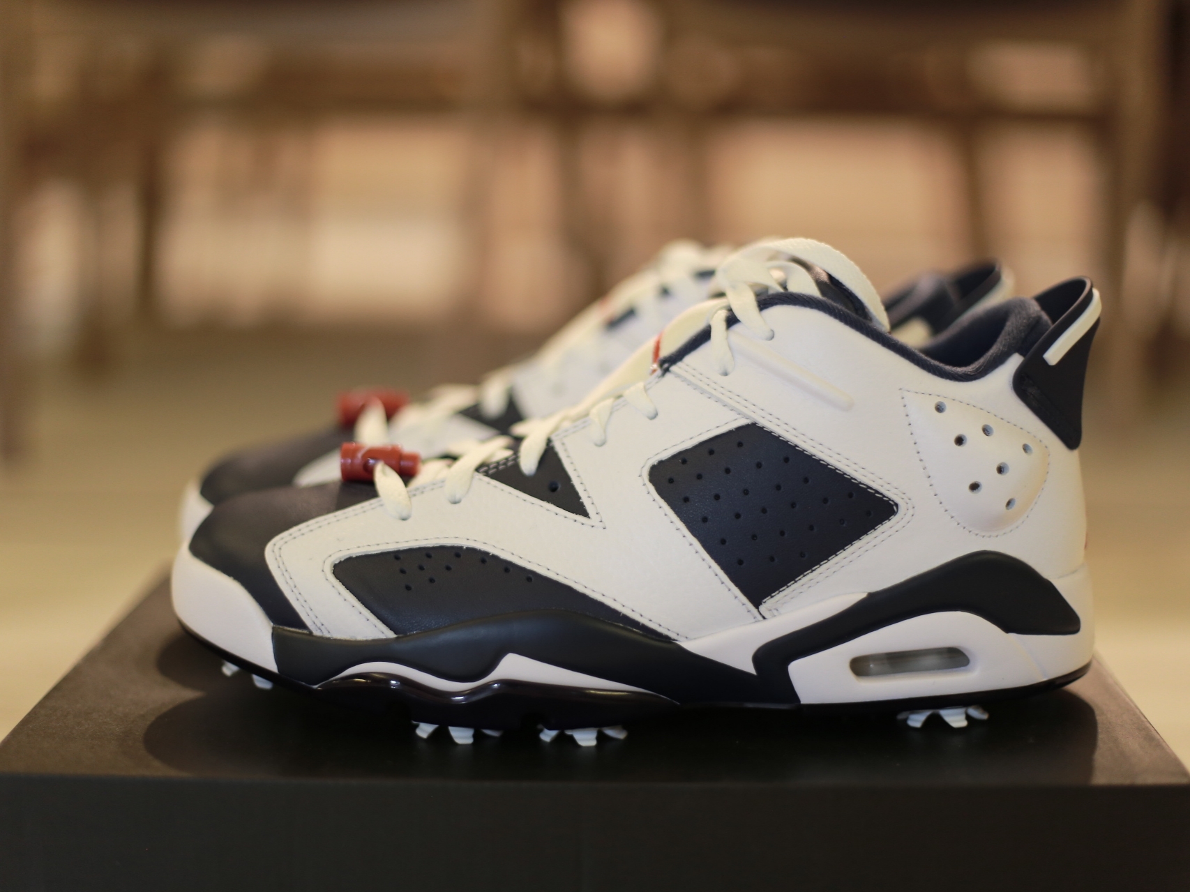 Jordan 6 Retro Low Golf Varsity Red Mignight Navy 착용 스타일 - 1