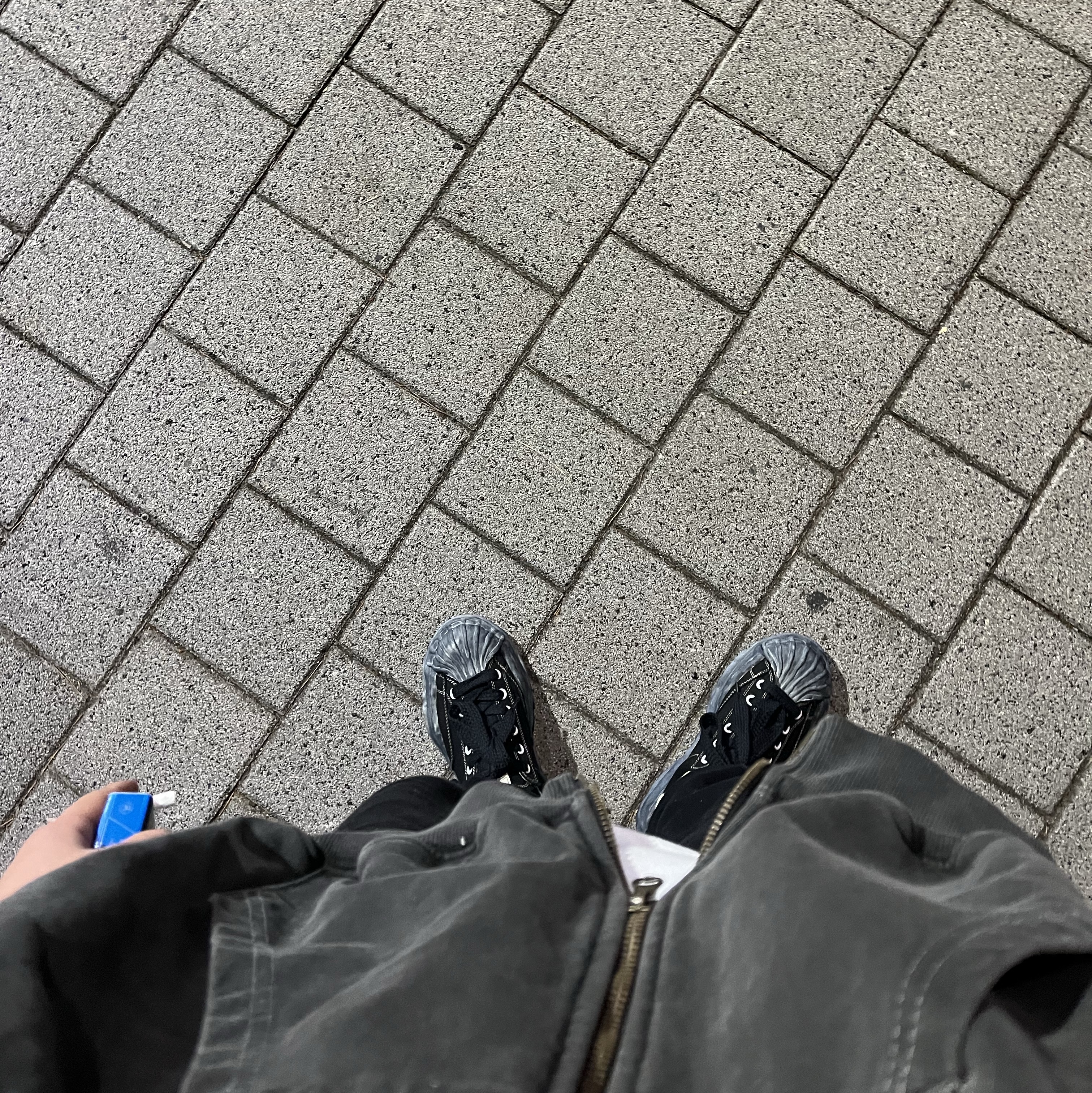 Maison Mihara Yasuhiro Blakey VL OG Sole Canvas Low-top Sneakers Black, Undermycar Mu.08 Anti Fxxking Logo Play Oversized Pigment Hoodie Gray 착용 스타일