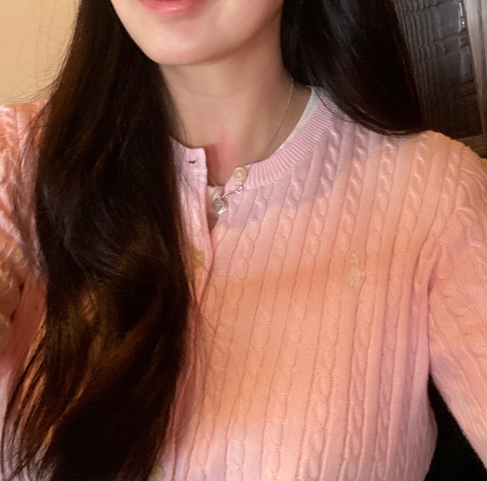 [30% 적립] Polo Ralph Lauren Children Mini Cable Cotton Cardigan Pink 착용 스타일
