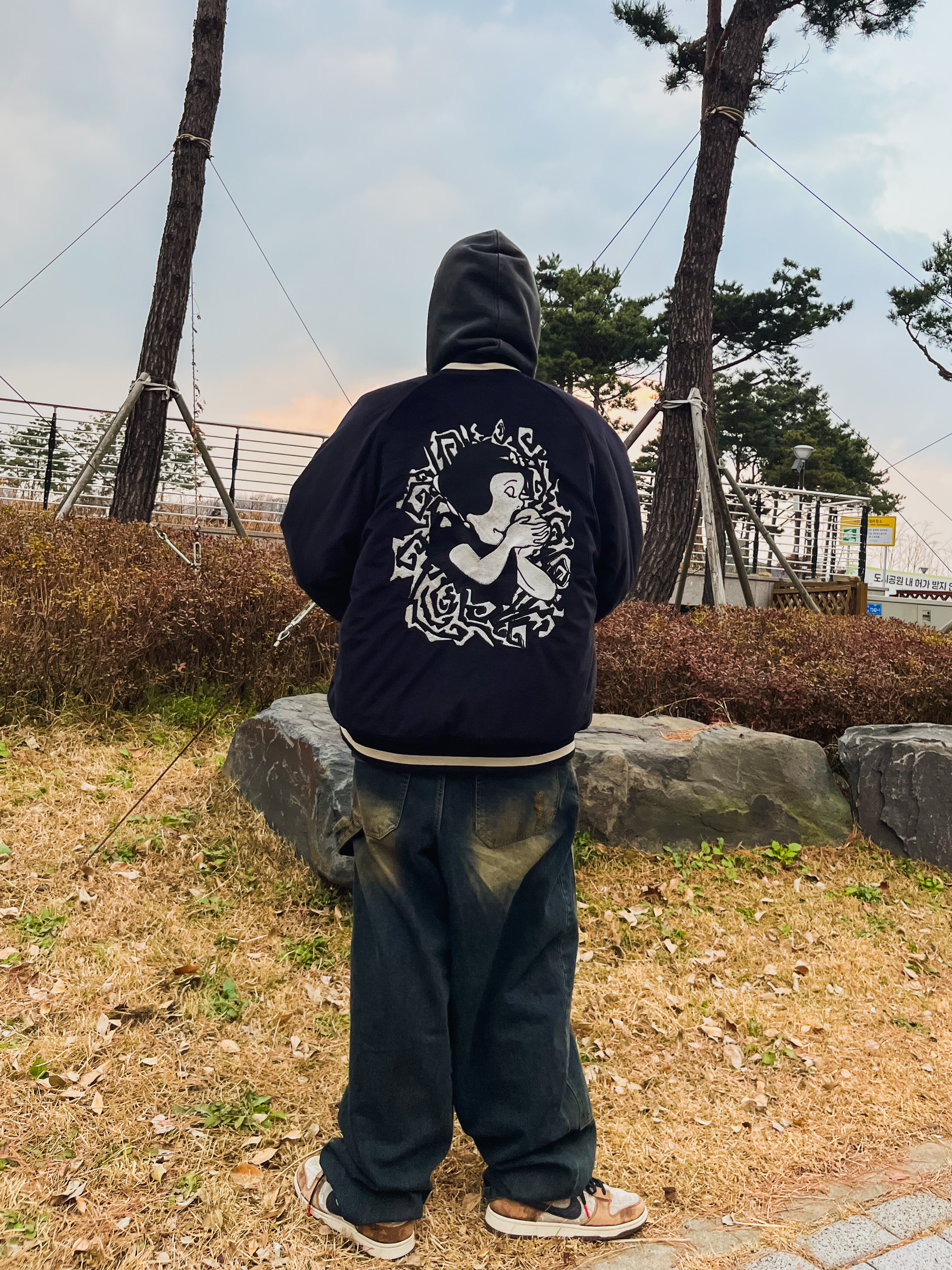 Ourpas 075 Ivy League Hoodie Washed Gray, Nike Dunk Low PRM Head to Head 착용 스타일 - 2