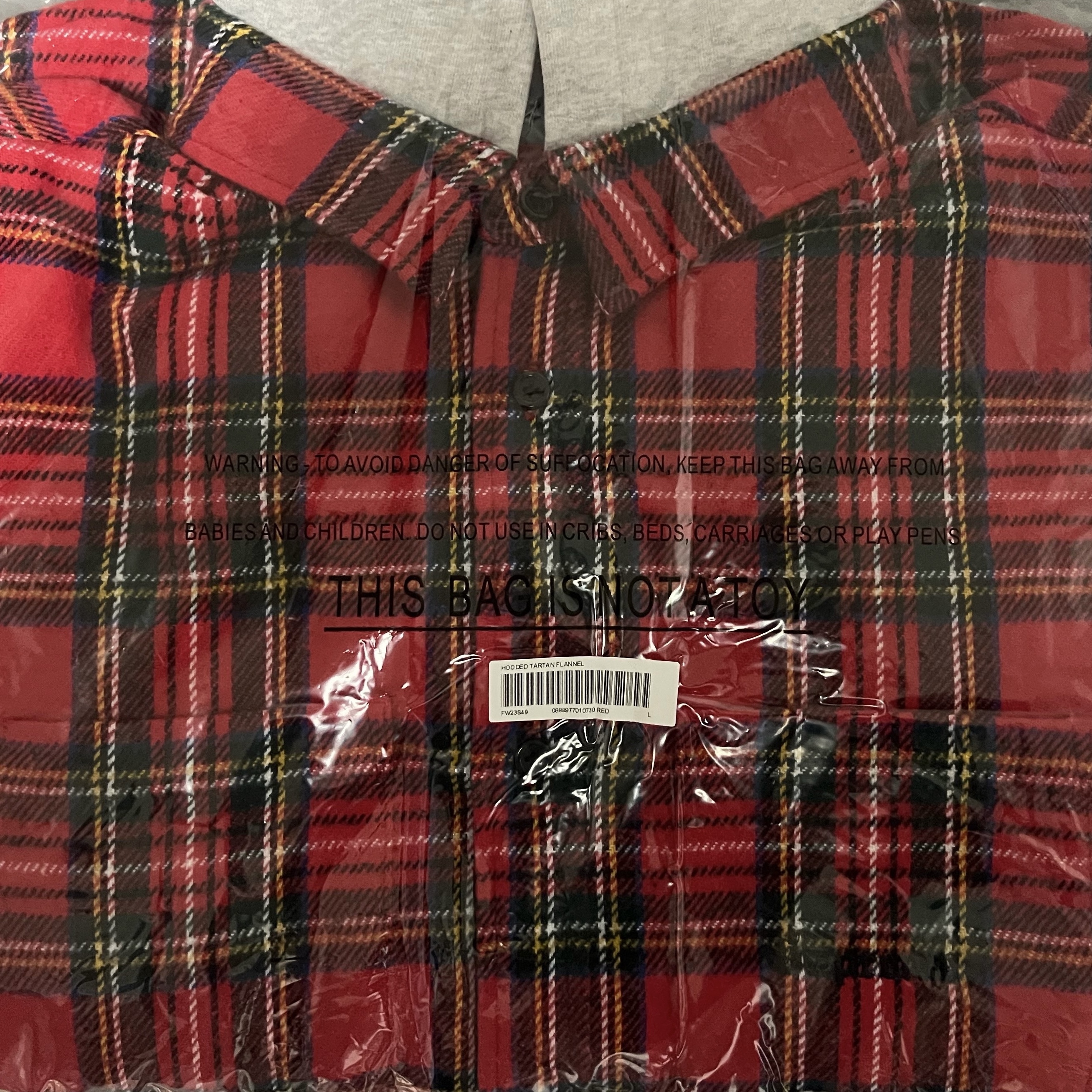 Supreme Tartan Flannel Hooded Shirt Red - 23FW 착용 스타일