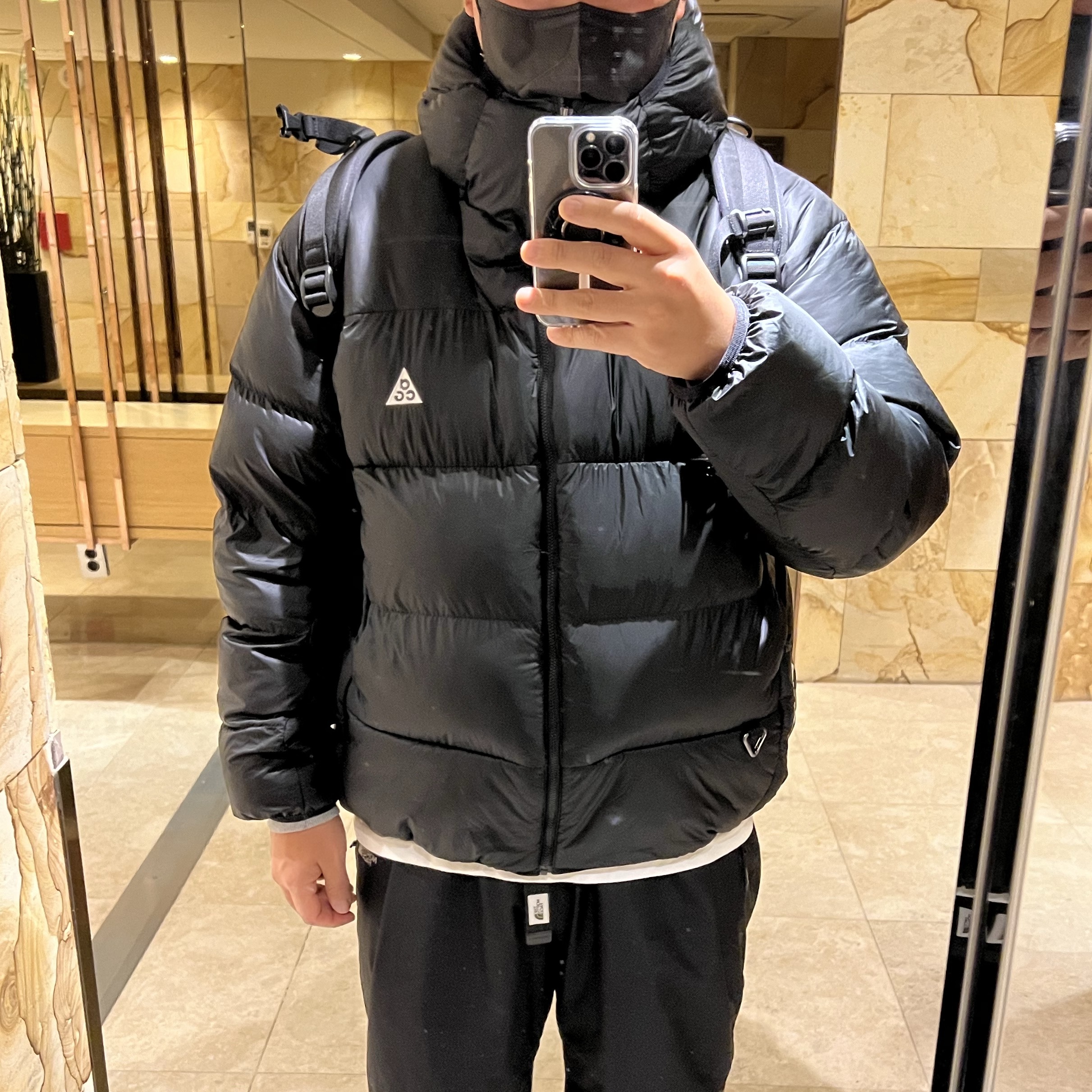 Nike ACG Therma-Fit ADV Lunar Lake Puffer Jacket Black - Asia, Nike ACG Trail Cap Black 착용 스타일 - 2