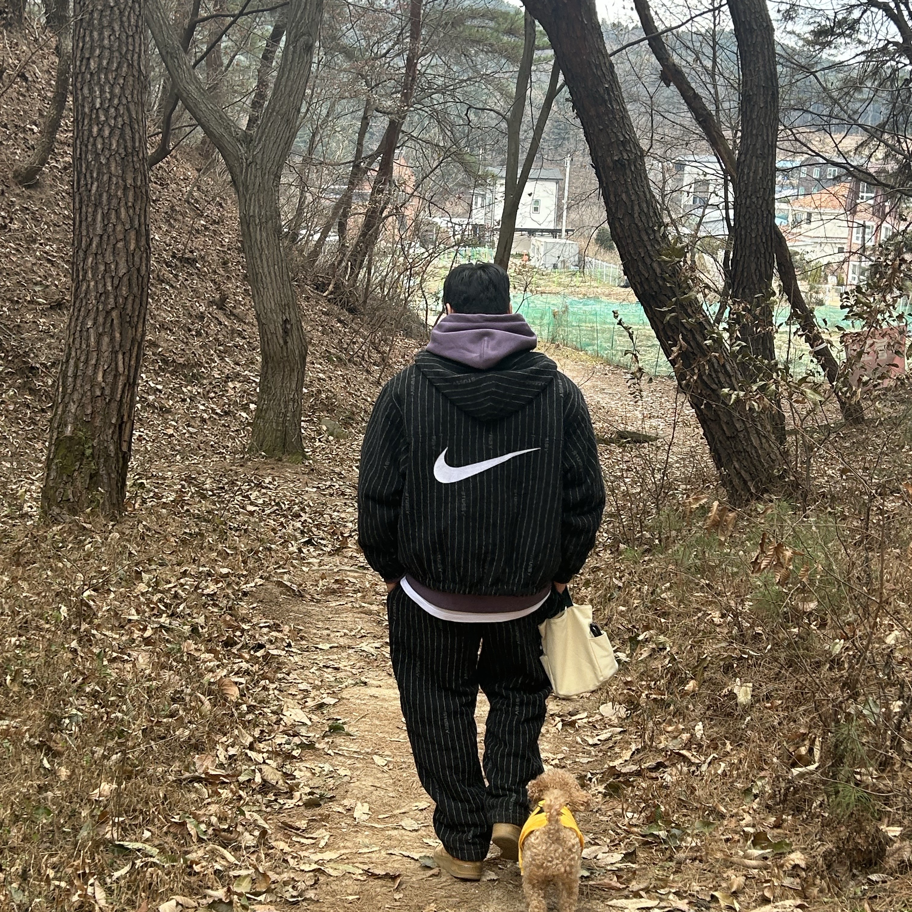 Nike x Stussy NRG Striped Wool Jacket Black (DR4023-010), Stussy Skull Crest Hoodie Grape 착용 스타일 - 2