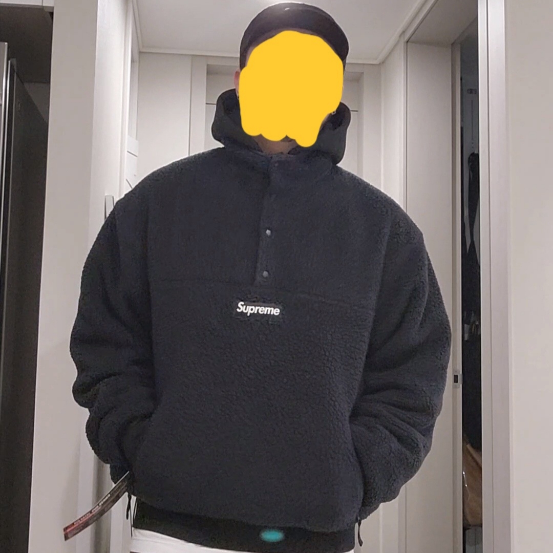 Supreme Polartec Shearling Reversible Pullover Black - 23FW 착용 스타일 - 3