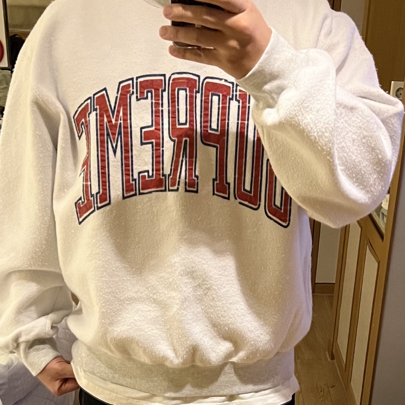 Supreme Inside Out Crewneck Ash Grey - 23FW 착용 스타일 - 1
