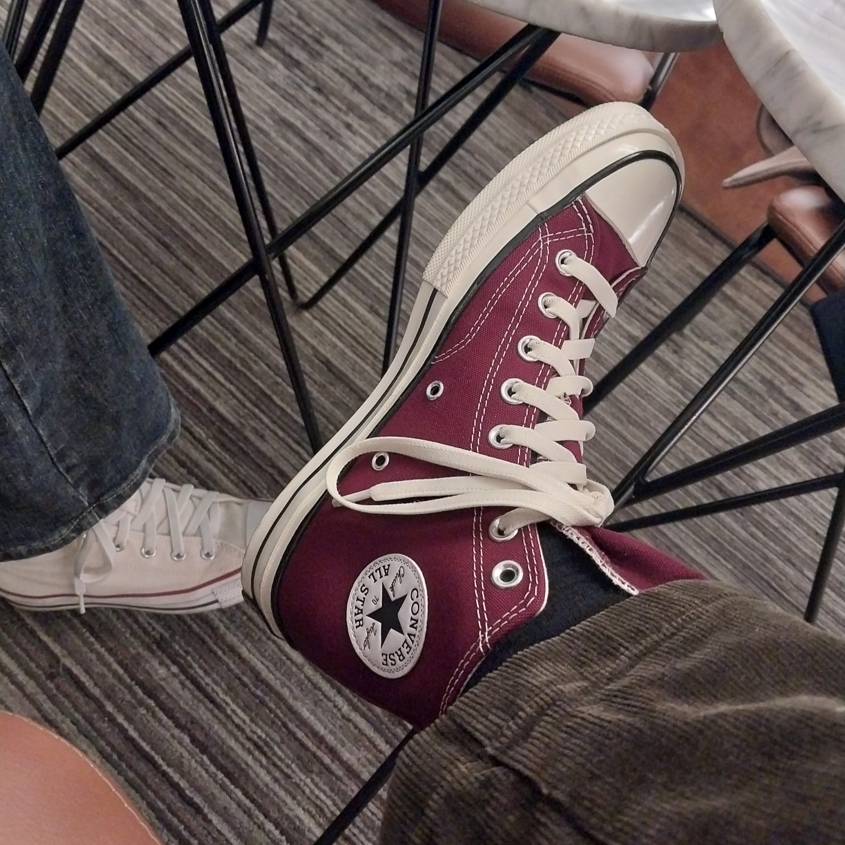 Converse Chuck 70 High Vintage Canvas Deep Bordeaux 착용 스타일