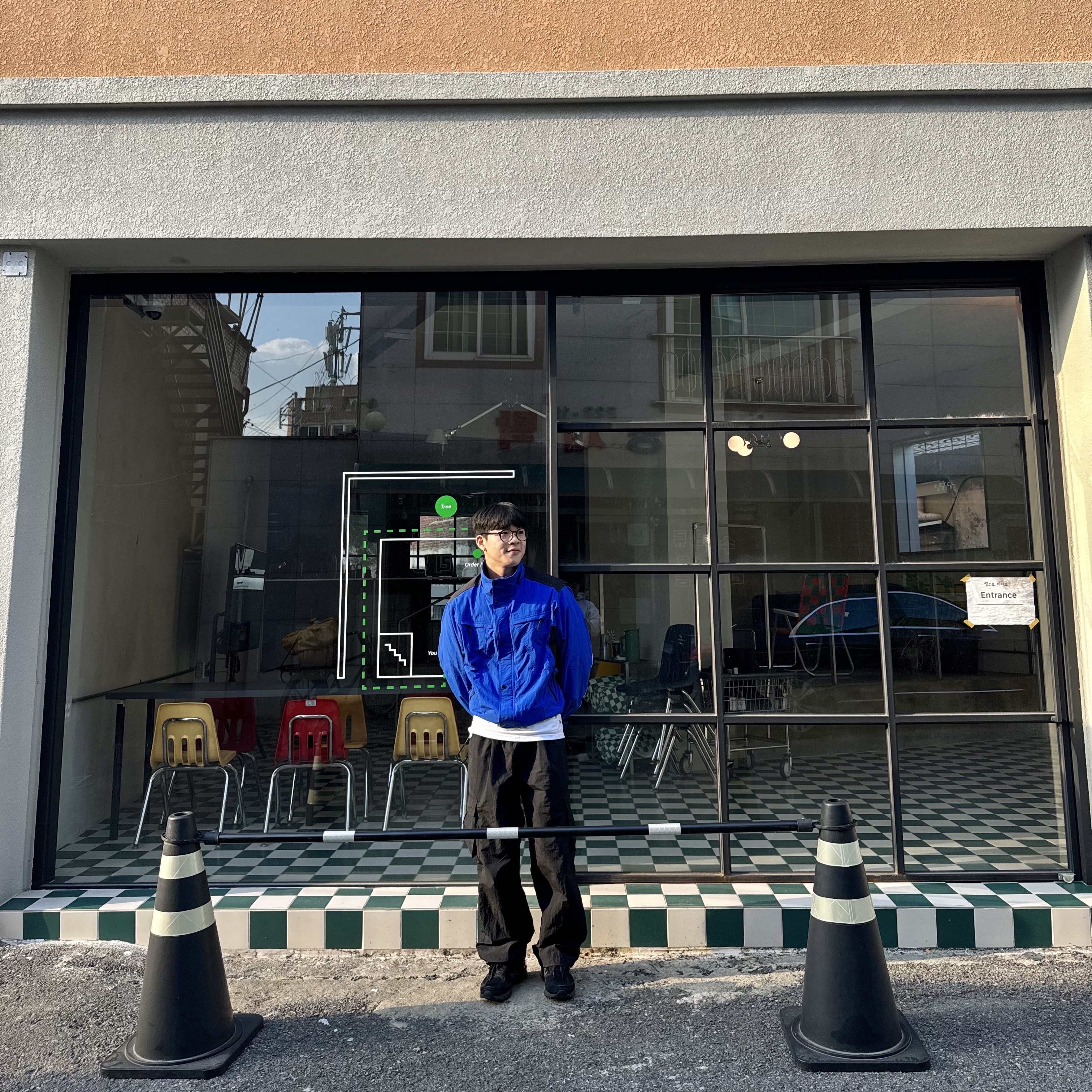 Ader Error Grampur Jumper Z-Blue 착용 스타일